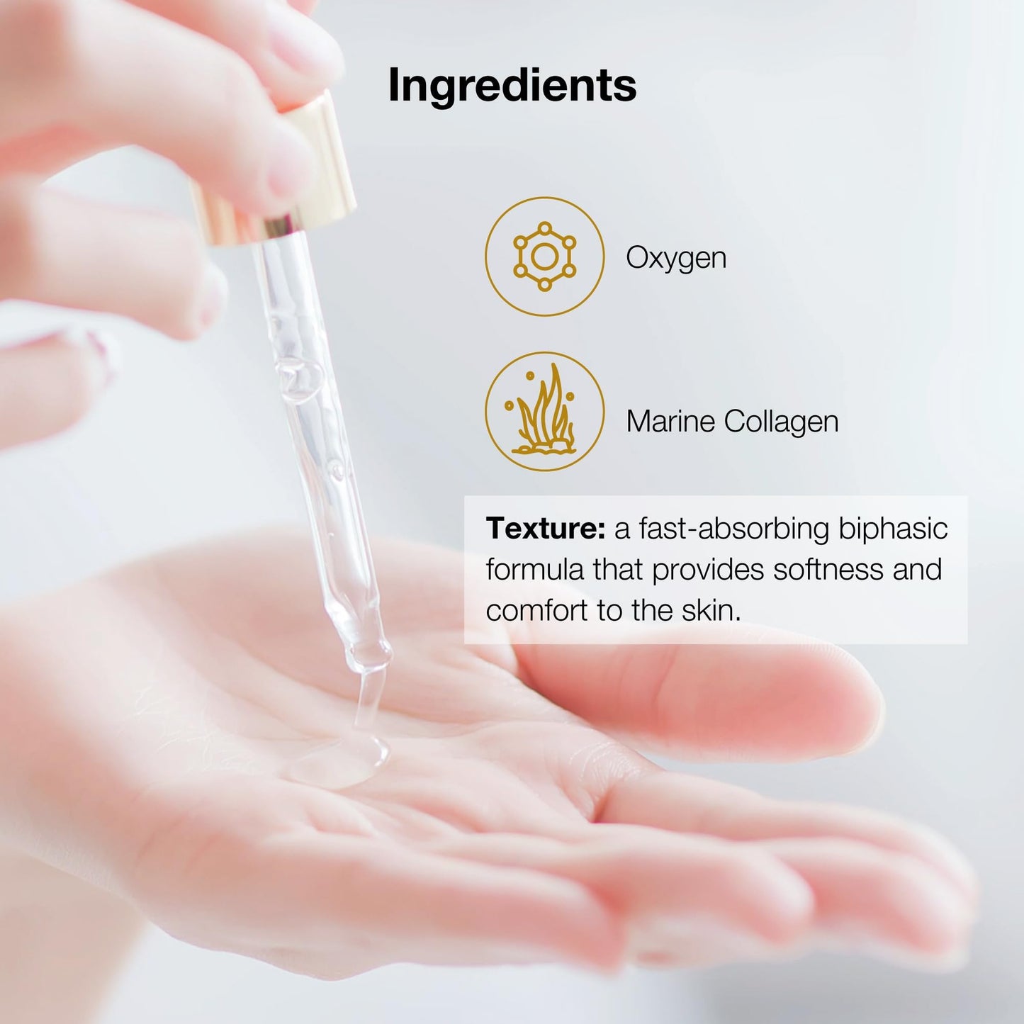 LULLAGE Sérum de elasticidad y firmeza con oxígeno y colágeno marino: reduce la apariencia de arrugas, nivel óptimo de hidratación, protege la piel, día y noche, 30 ml