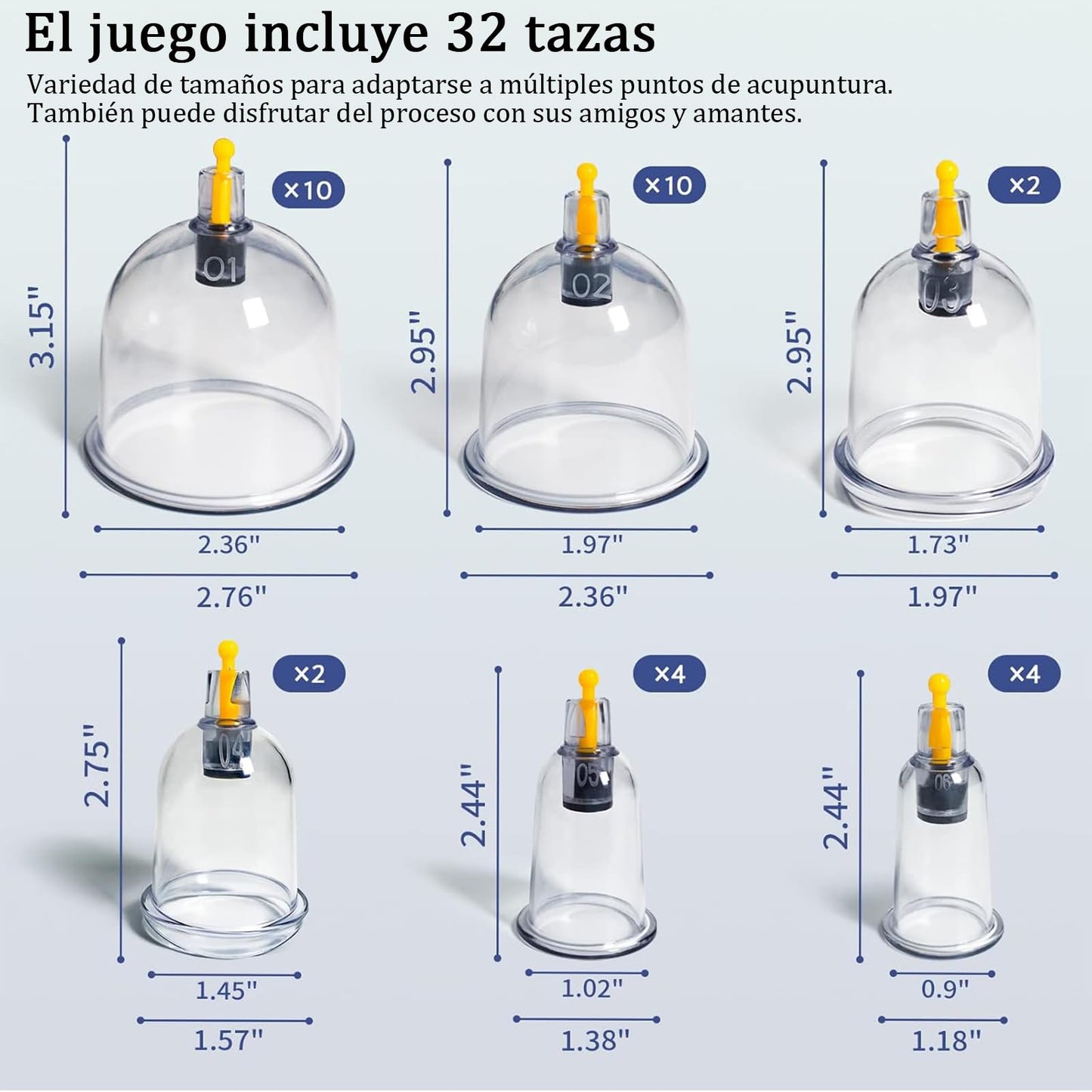 Juego de terapia de ventosas, juego de ventosas de 32 piezas, kit de ventosas profesional con tabla Gua Sha y ventosa de aceite Gua Sha, ventosa con bomba para aliviar la celulitis