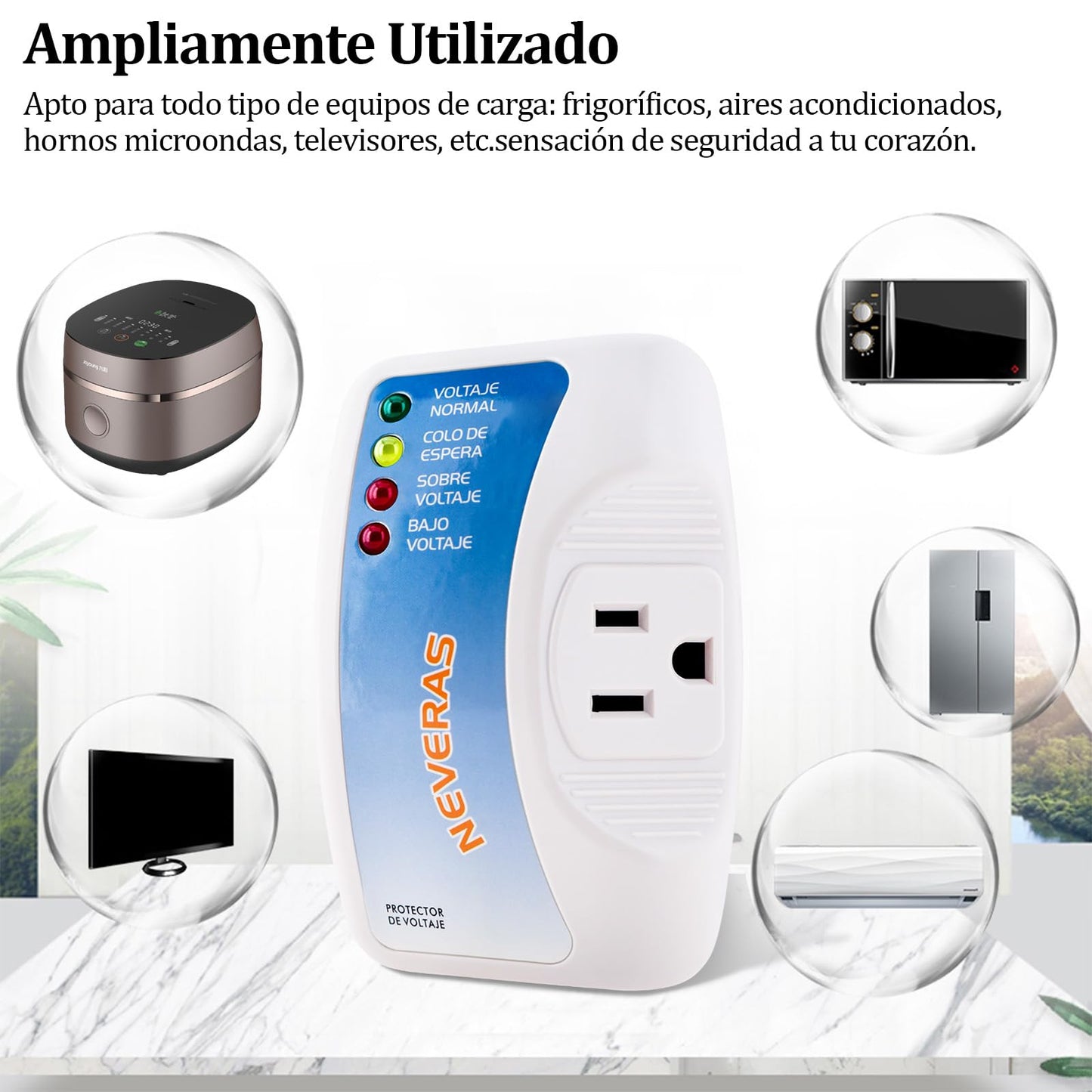 Protector de Voltaje UIOERGF 1440W para Refrigerador y Otros Dispositivos, Voltaje de Salida 120V, 12A