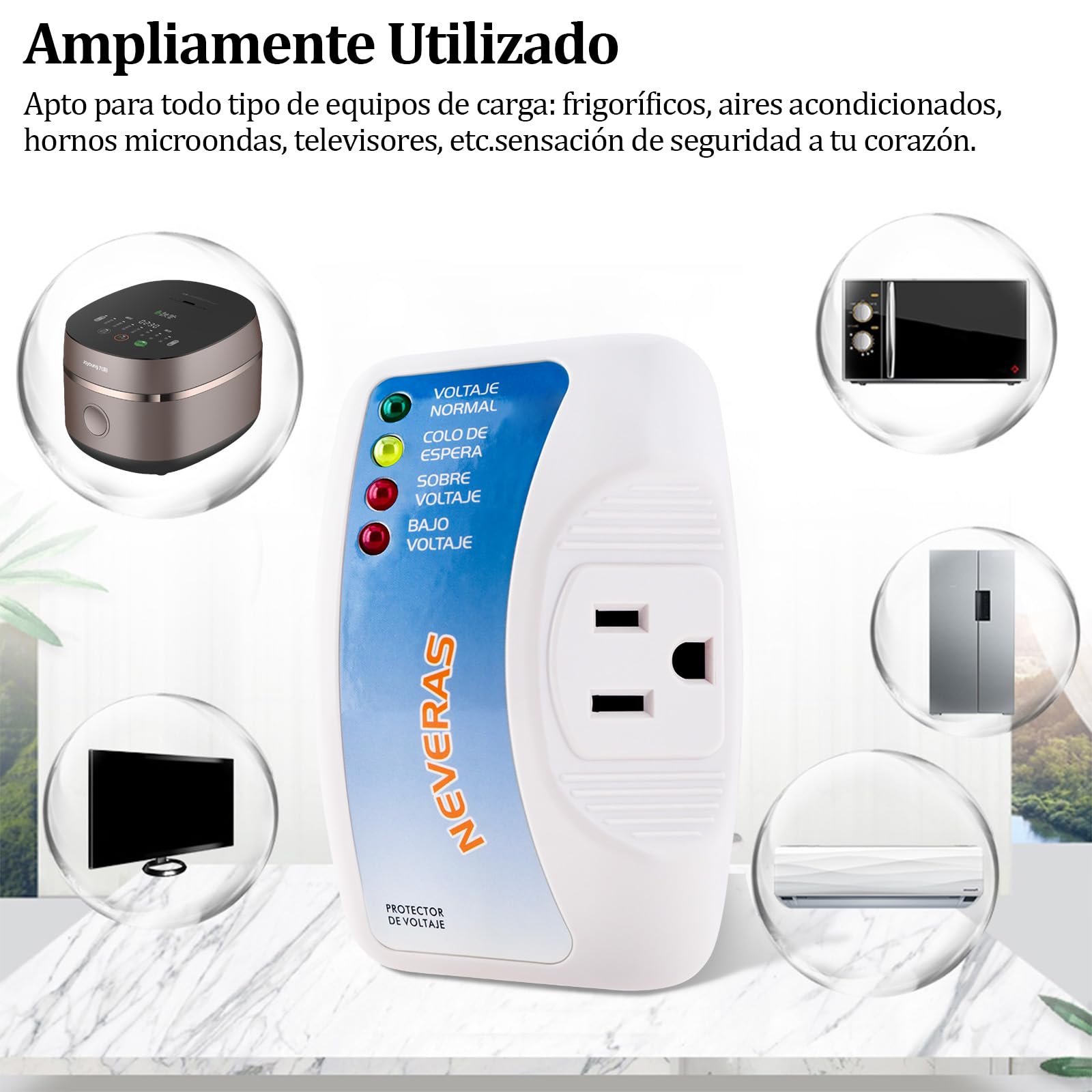 Protector de Voltaje UIOERGF 1440W para Refrigerador y Otros Dispositivos, Voltaje de Salida 120V, 12A