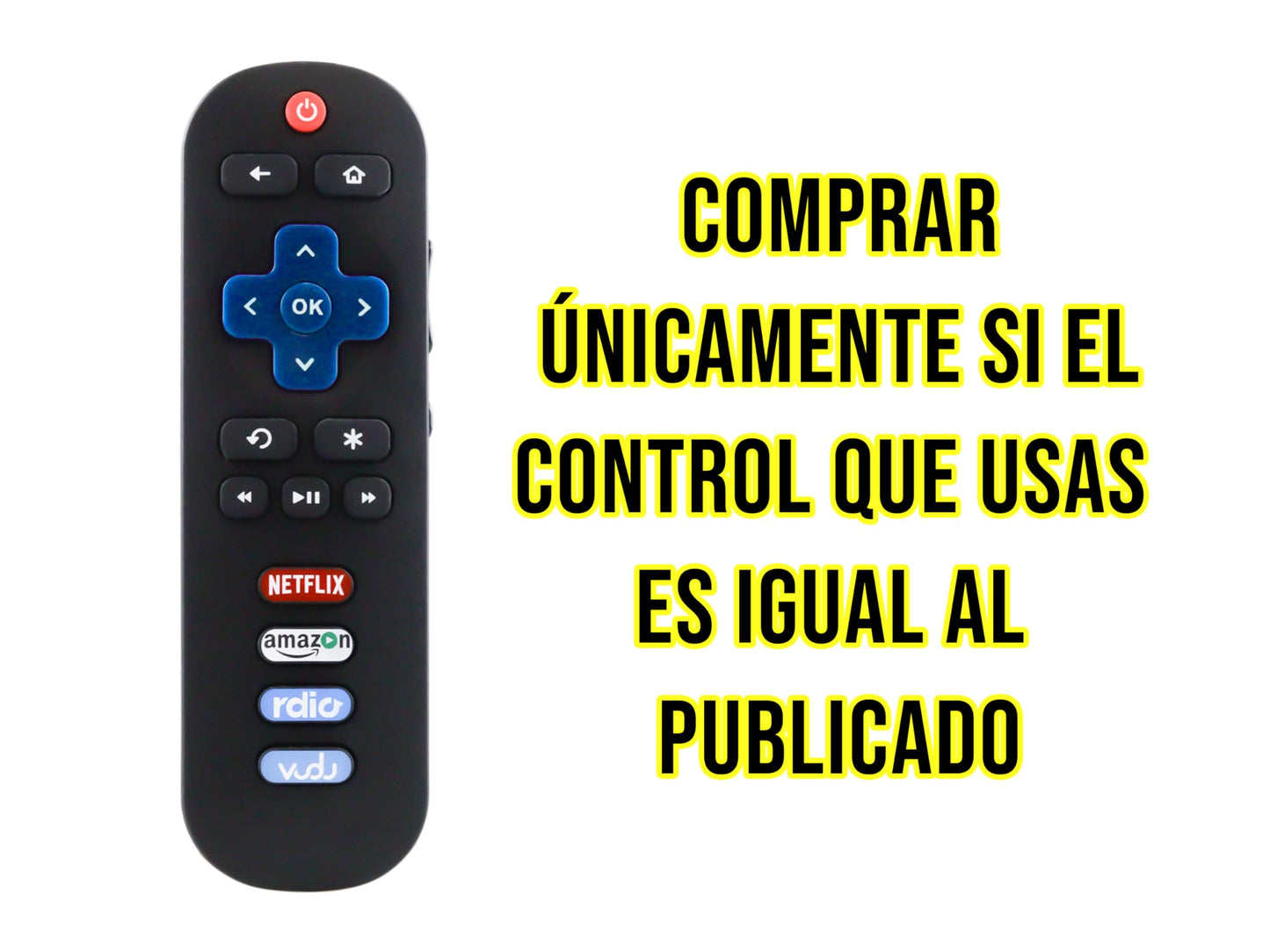 Control Remoto Compatible con TCL ROKU RC280 Smart TV 65US5800 43UP130 50UP130 55UP130 43FP110 49FP110 55UP120 32S4610R 40FS4610R 50FS3750 55FS3750 Boton para Netflix, Vudu y Amazon