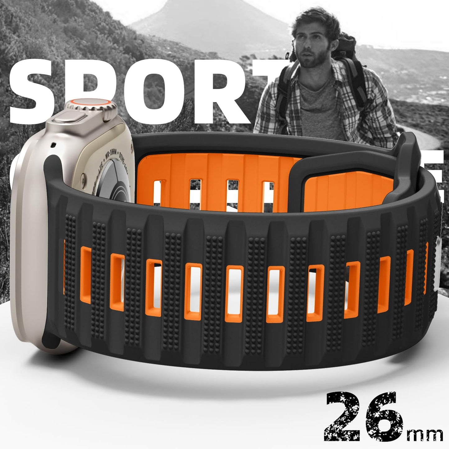 Correas Deportivas Vcegari Negras Compatibles con Apple Watch Ultra para Hombre