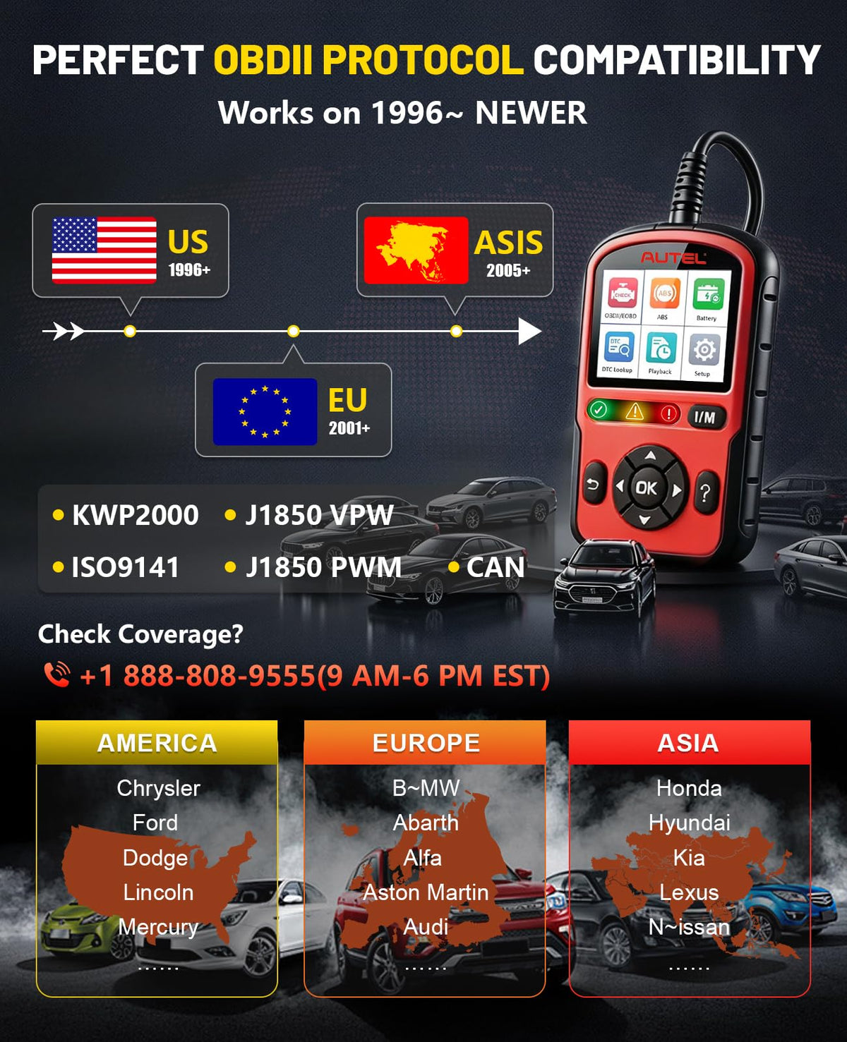 Escáner OBD2 AutoLink AL549 Autel Rojo Versión Mejorada para Coche
