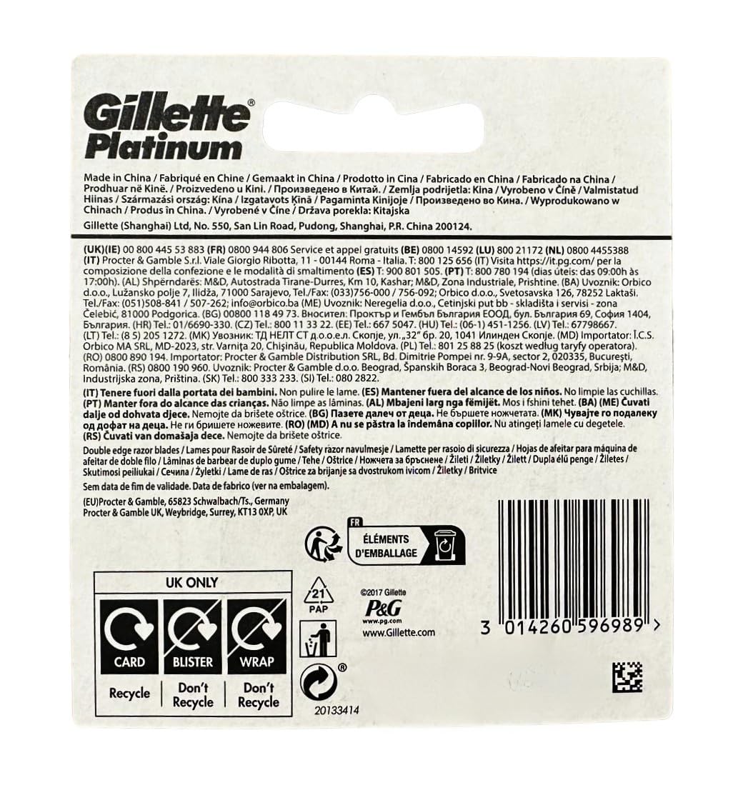 Gillette Platinum - Cuchillas de afeitar para hombre (50 unidades)