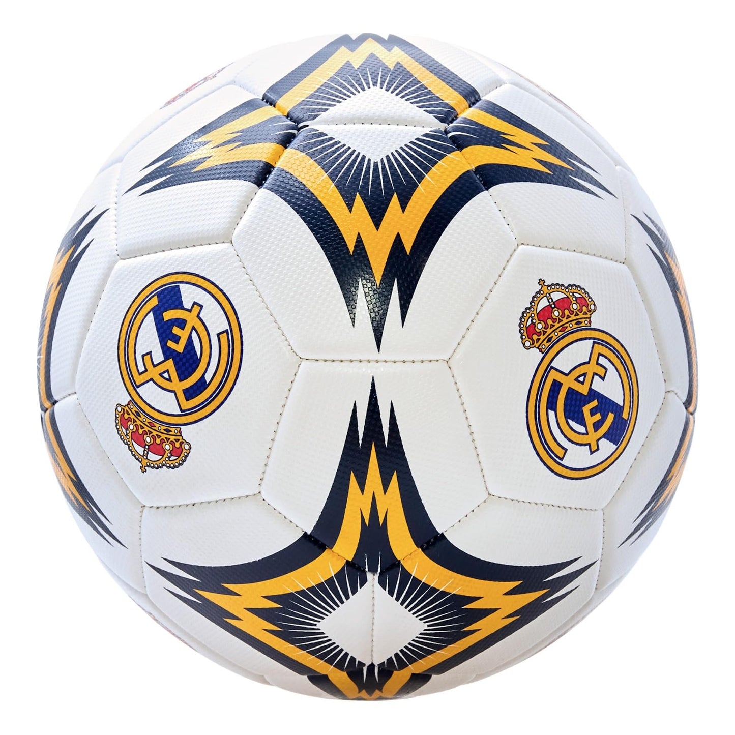 Icon Sports - Pelota de fútbol compatible con el Real Madrid con licencia oficial para jugador, talla 5 (tela brillante), grado S 03