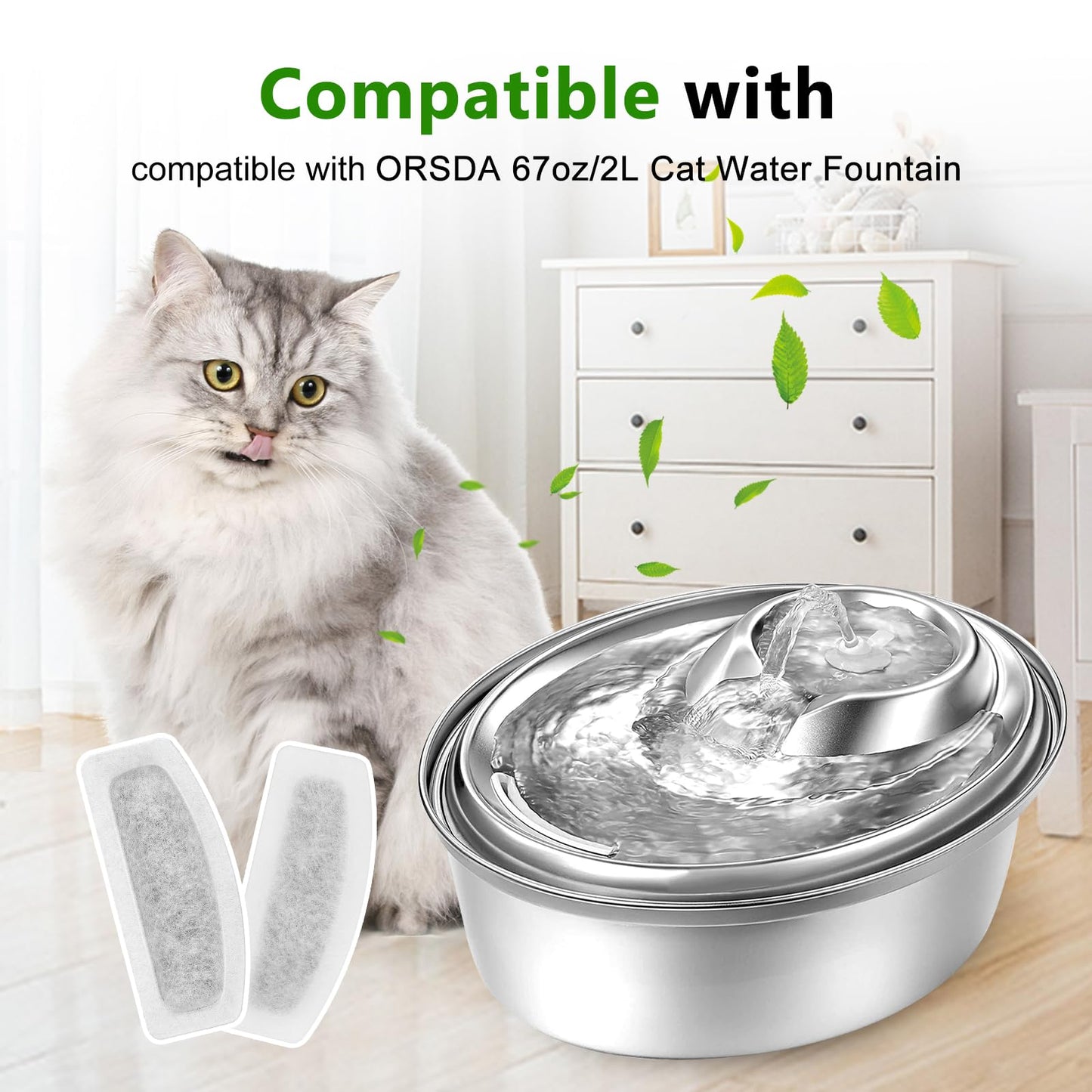 Filtro de Fuente de Agua MyfatBOSS Blanco Compatible con ORSDA para Gatos