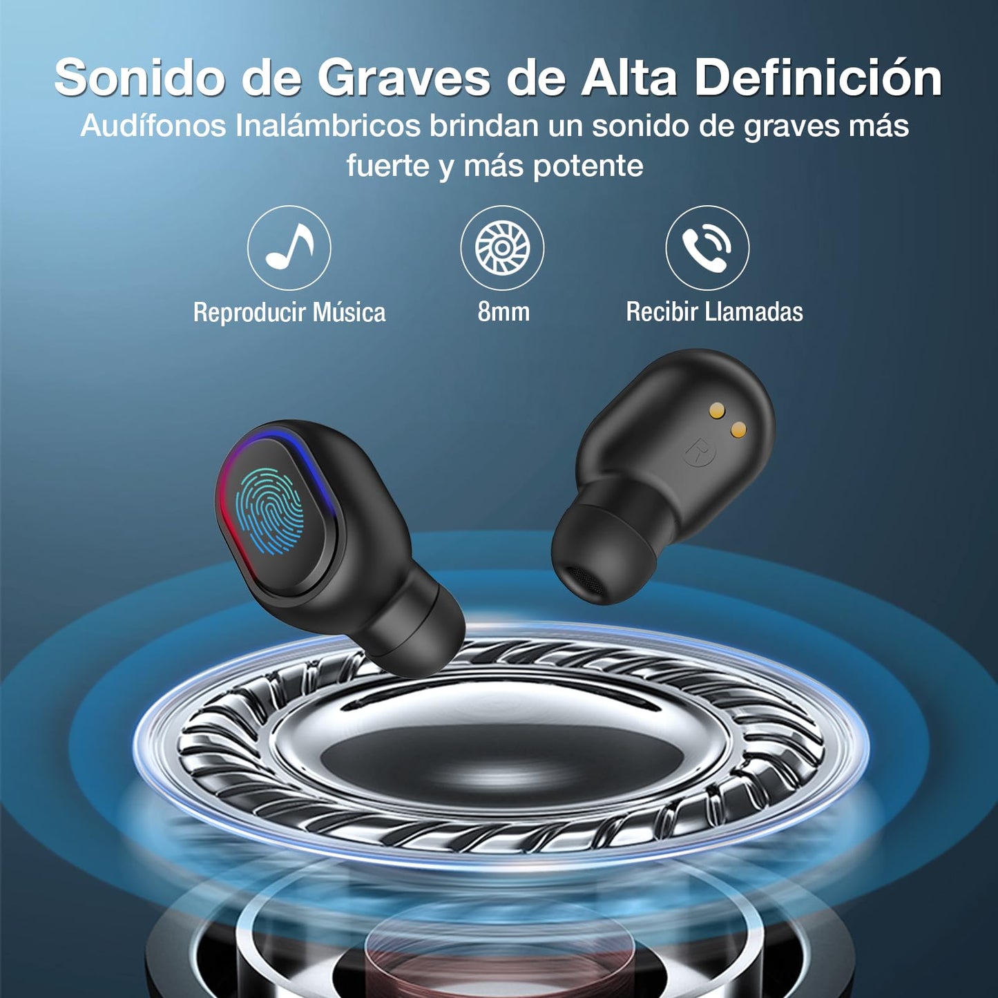 Audífonos Inalámbricos 1 Hora Negro con Pantalla Digital para Correr y Escuchar Música