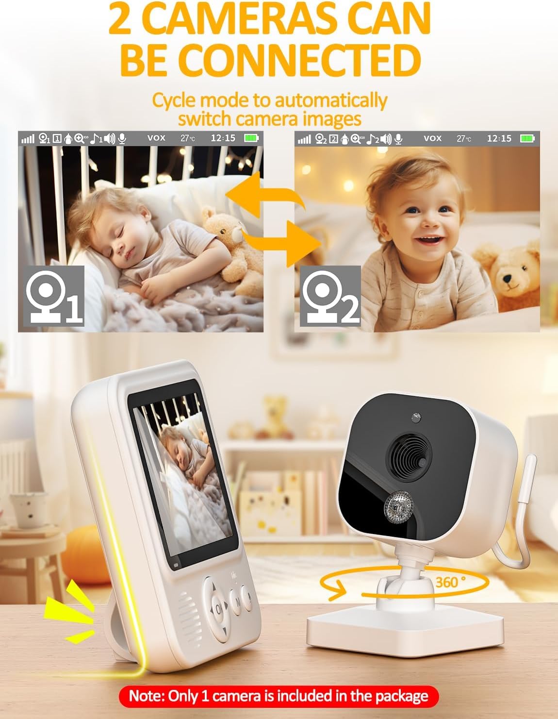 Vigilabebés Motorola Blanco de Visión Nocturna y Audio Bidireccional 360° para Hogar