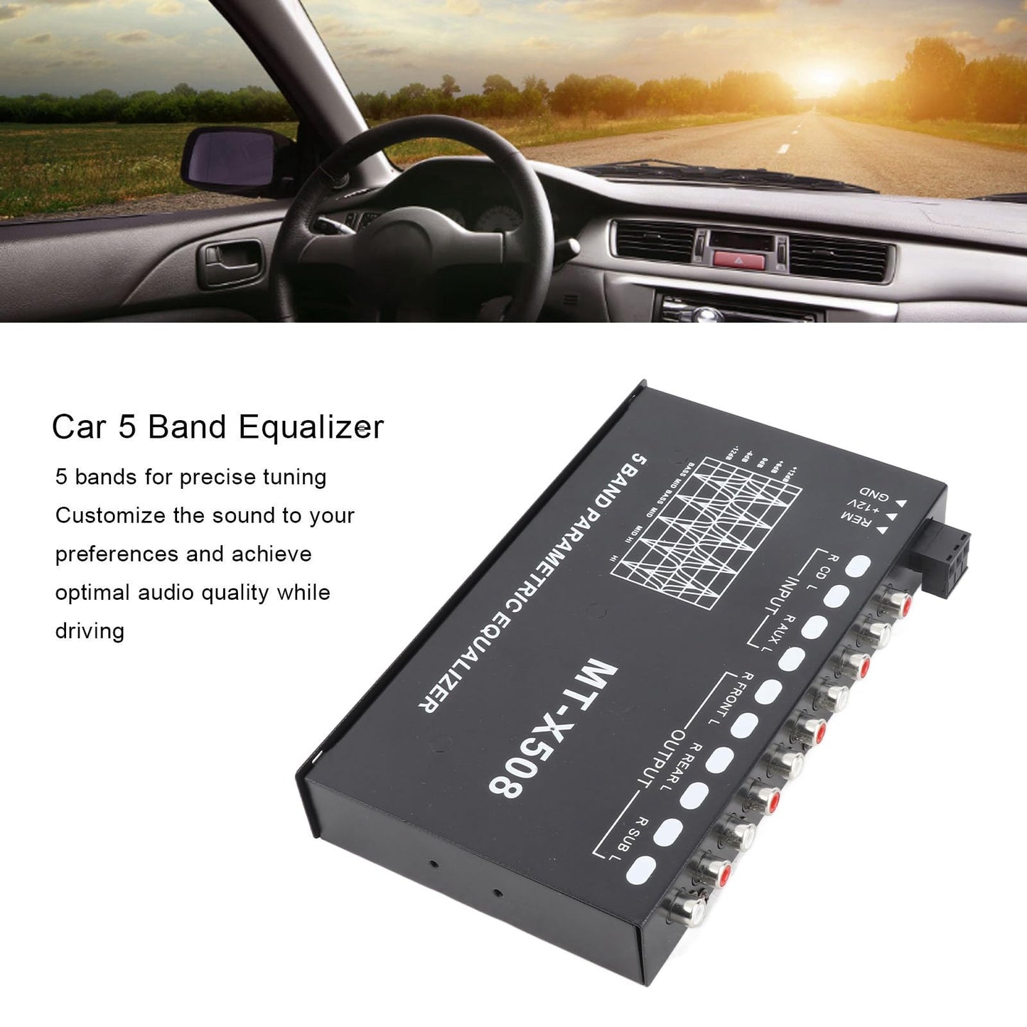 Ecualizador de Audio Accesorios para Automóviles Negro Ajustable 5 Bandas EQ Estéreo Gráfico para Automóvil