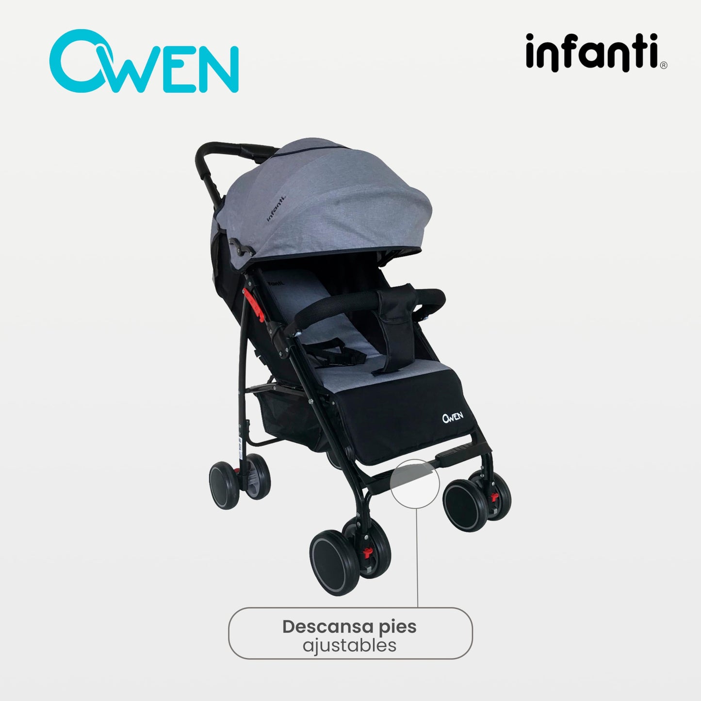 INFANTI | Carriola para Bebe OWEN | Carreola con Portabebé - Carriola de Viaje - Carrito para Bebe con Barra de Seguridad Desmontable | Cosas para Bebes 6 Meses hasta 15 kg
