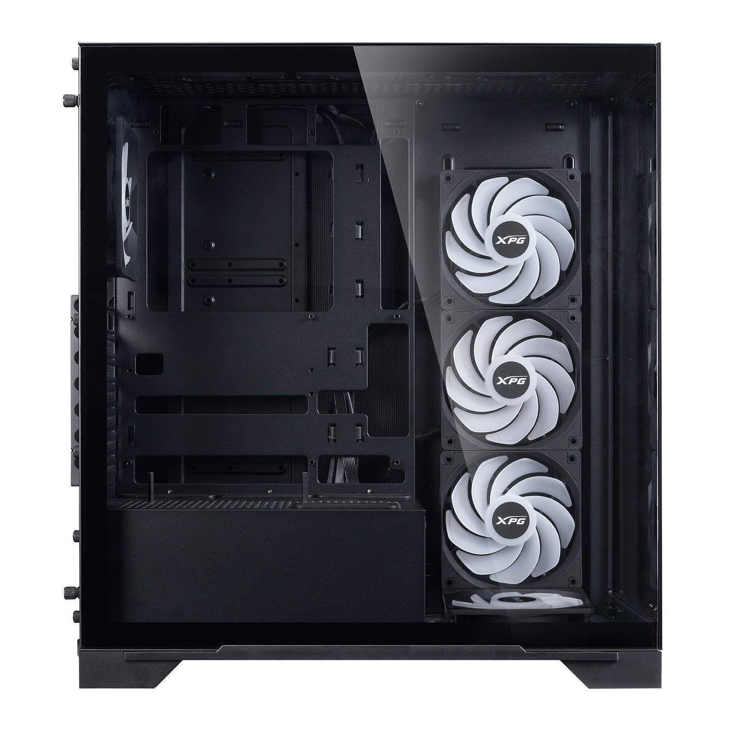 XPG Invader X BTF Placa Base de Conector inverso, chasis de Torre Media, Compatible con hasta 10 Ventiladores de 120 mm, Montaje Vertical y Horizontal de GPU (INVADERXBTFMT-BKCWW)
