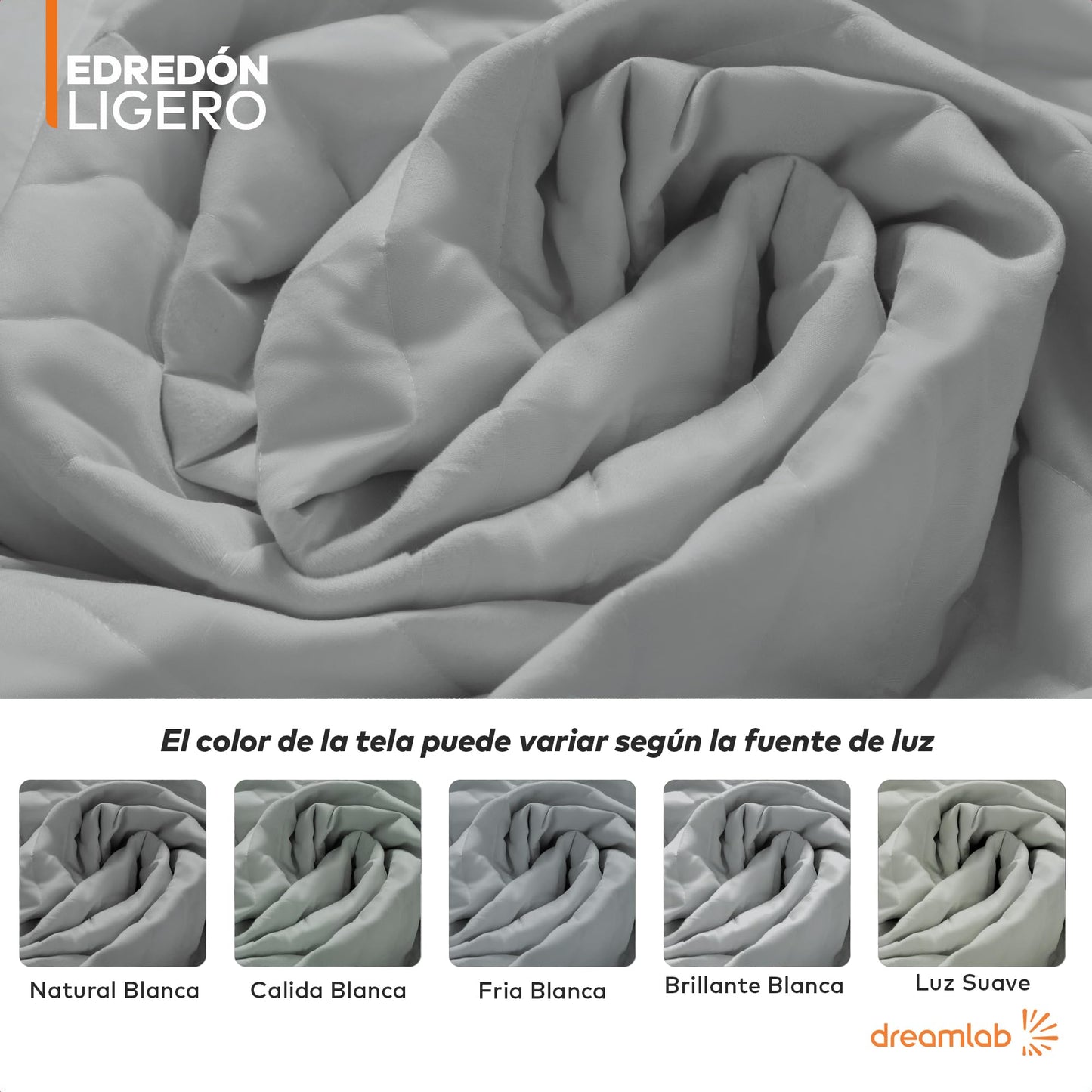 Dreamlab Edredón Ligero de Verano. Colcha de Cama Rellena de Suaves Microfibras Recubiertas con Gel. Lavado a Máquina. Hipoalergénico. (Gris Claro, Matrimonial 195 x 223cm)