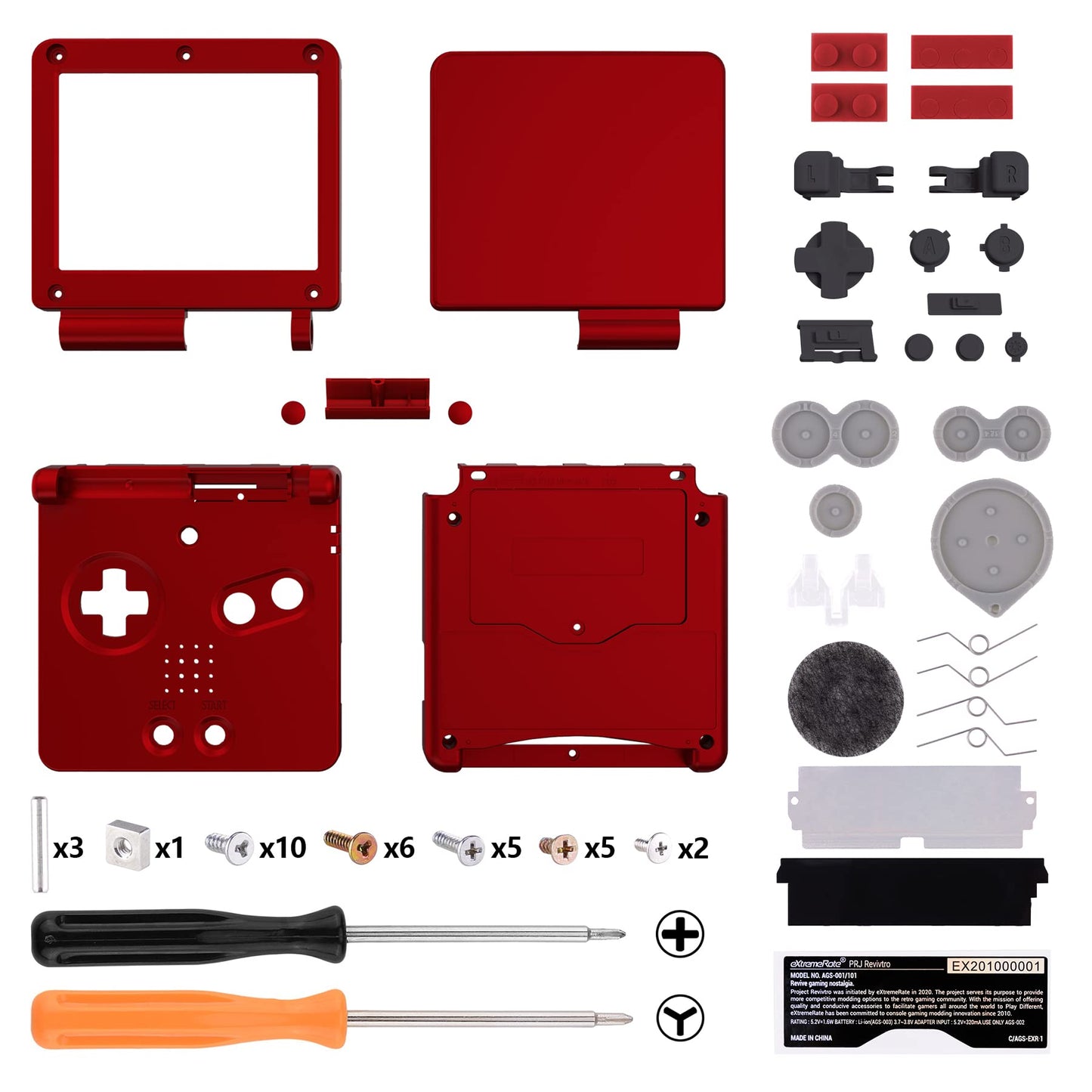 eXtremeRate IPS Ready Upgraded Carcasa para Gameboy Advance SP Funda Protector Placa Cubierta con Botones para GBA SP-Compatible con IPS & LCD Estándar-NO Incluye Consola&Pantalla(Escarlata Rojo)