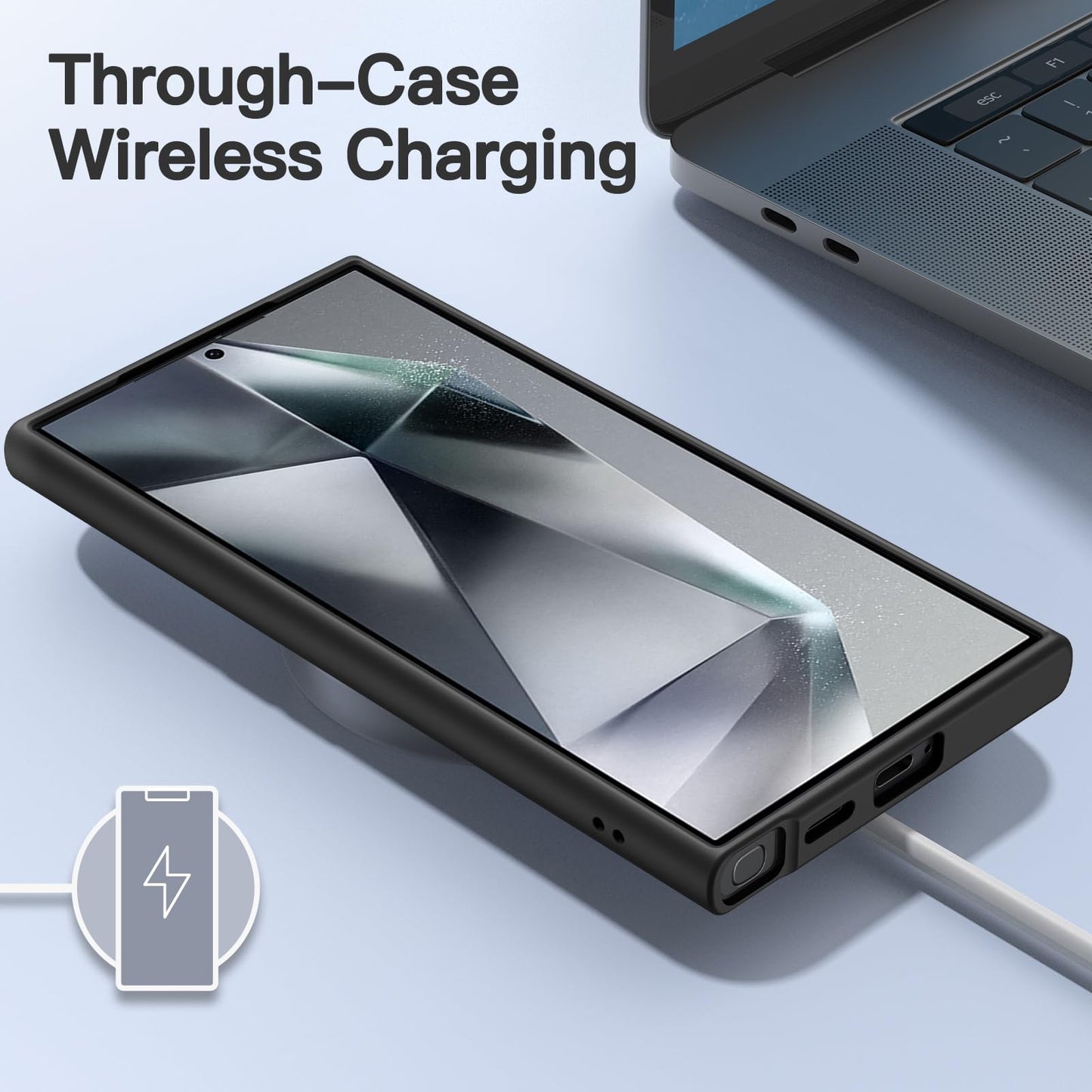 JETech Funda Mate para Samsung Galaxy S24 Ultra 5G, Carcasa Fina Trasera Translúcida Esmerilada, Antihuellas (Negro)