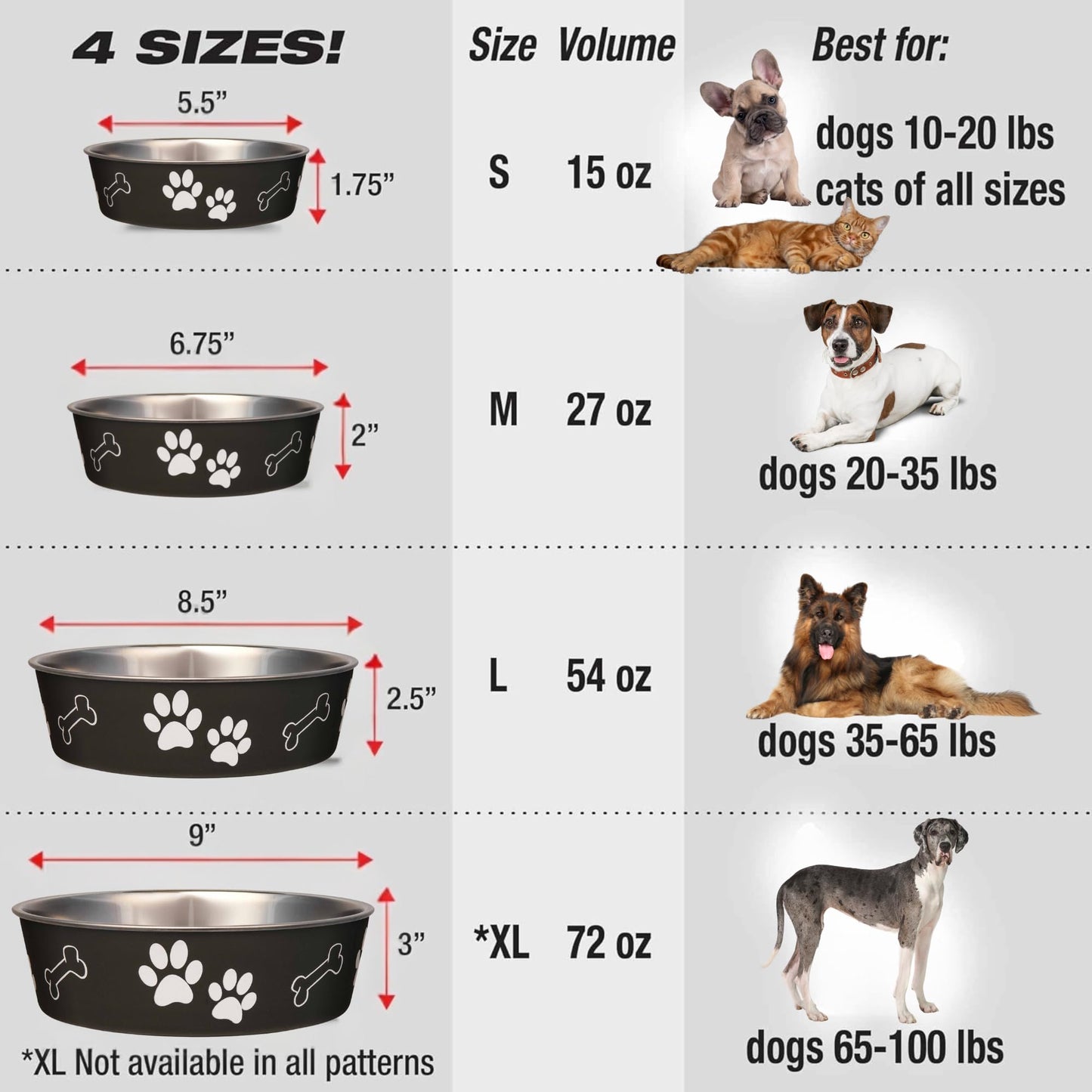 Loving Pets Bella Bowl Dog Bowl, Large, 1.5 Litre, Espresso
