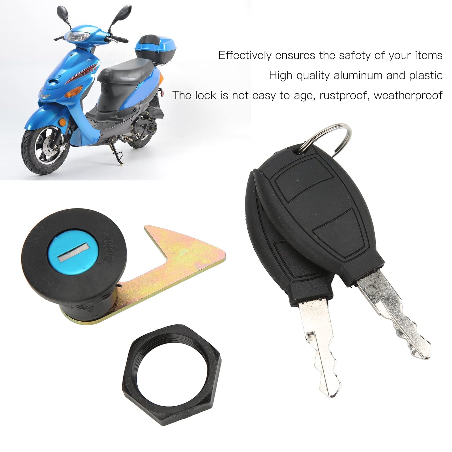 Cerradura de Maletero Akozon Negro Universal para Scooter y Motocicleta Eléctrica