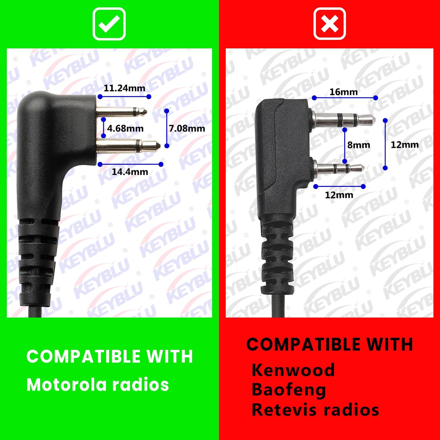 KEYBLU - Micrófono de bocina de hombro CP200D, radio de dos vías, de dos pines, impermeable, con conector de audio de 3.5 mm, compatible con walkie talkie Motorola CP200, CLS1410, CLS1110 y RDM2070D (para Motorola, verde).