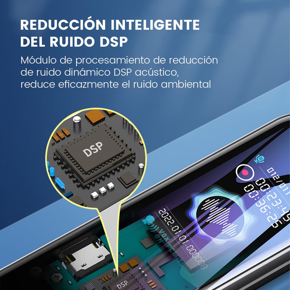 LENGSIDA Grabadora de Voz Digital Inteligente de 64 GB con Reproducción, Grabadora de Audio para Conferencias, Reuniones, Dispositivo de Grabación de Sonido, Dictáfono con Lector de Tarjeta