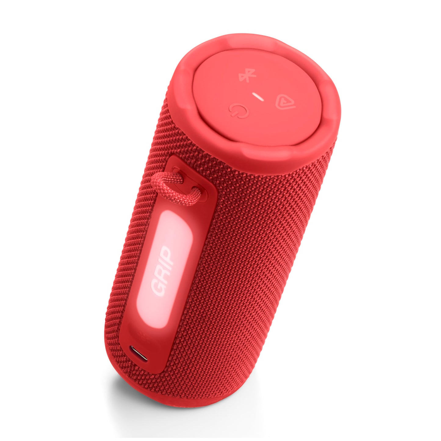 JBL Grip - Altavoz Bluetooth Compacto con Sonido Bold JBL Pro y luz Ambiental, hasta 14 Horas de Tiempo de reproducción, Agua, Polvo y caídas (IP68) y conexión multiparlante con Auracast (Rojo)
