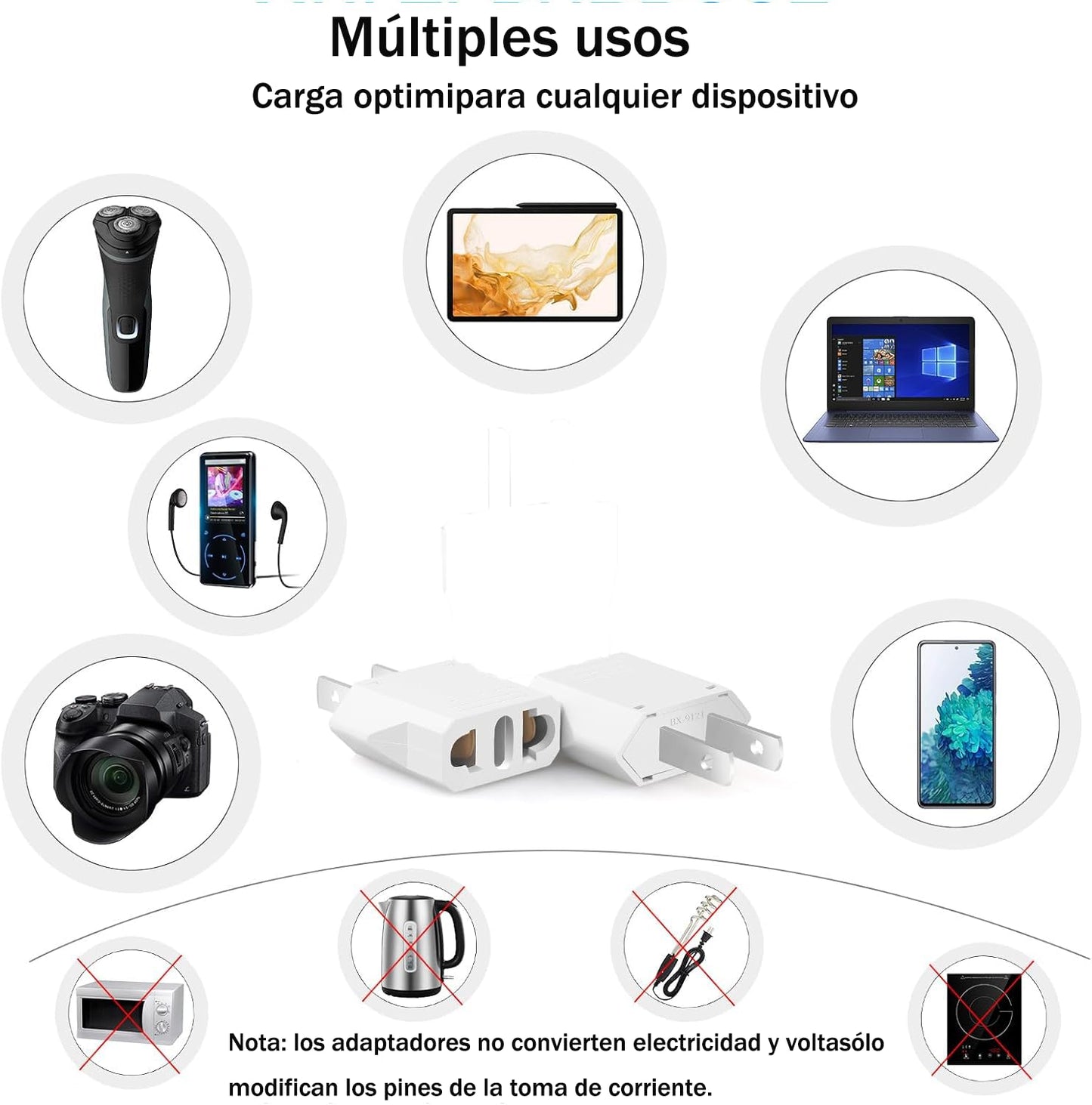 Adaptador de Conexión JOZUTTOW Europa a América Negro Pack de 2