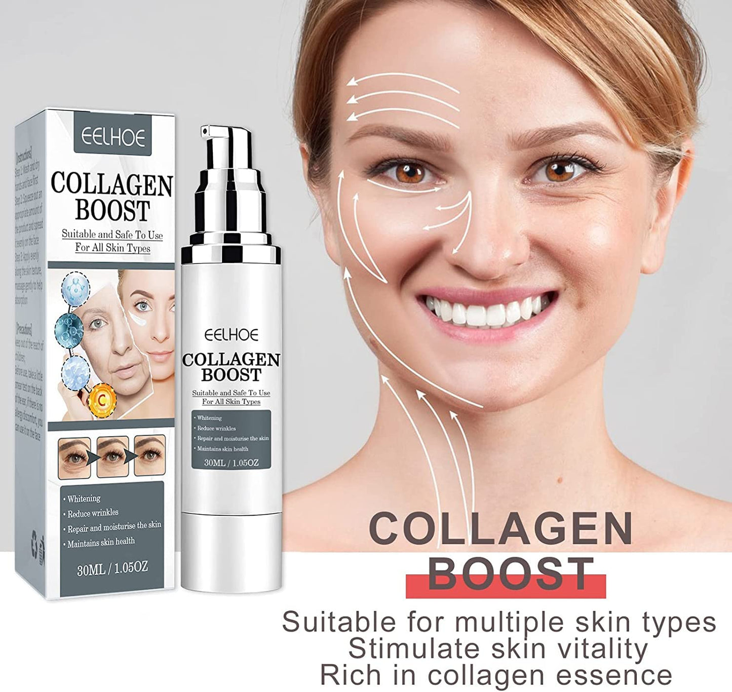 Esencia Voletas Collagen Boost Suero antienvejecimiento Colágeno Suero antiarrugas Suero corrector de manchas en la piel Suero reparador de hidratación profunda Esencia de suero facial Cuidado de la piel (A)