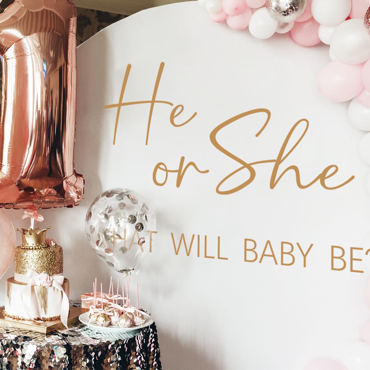 He or She Baby - Calcomanías de pared para revelar género – Calcomanías de vinilo para telón de fondo de fiesta