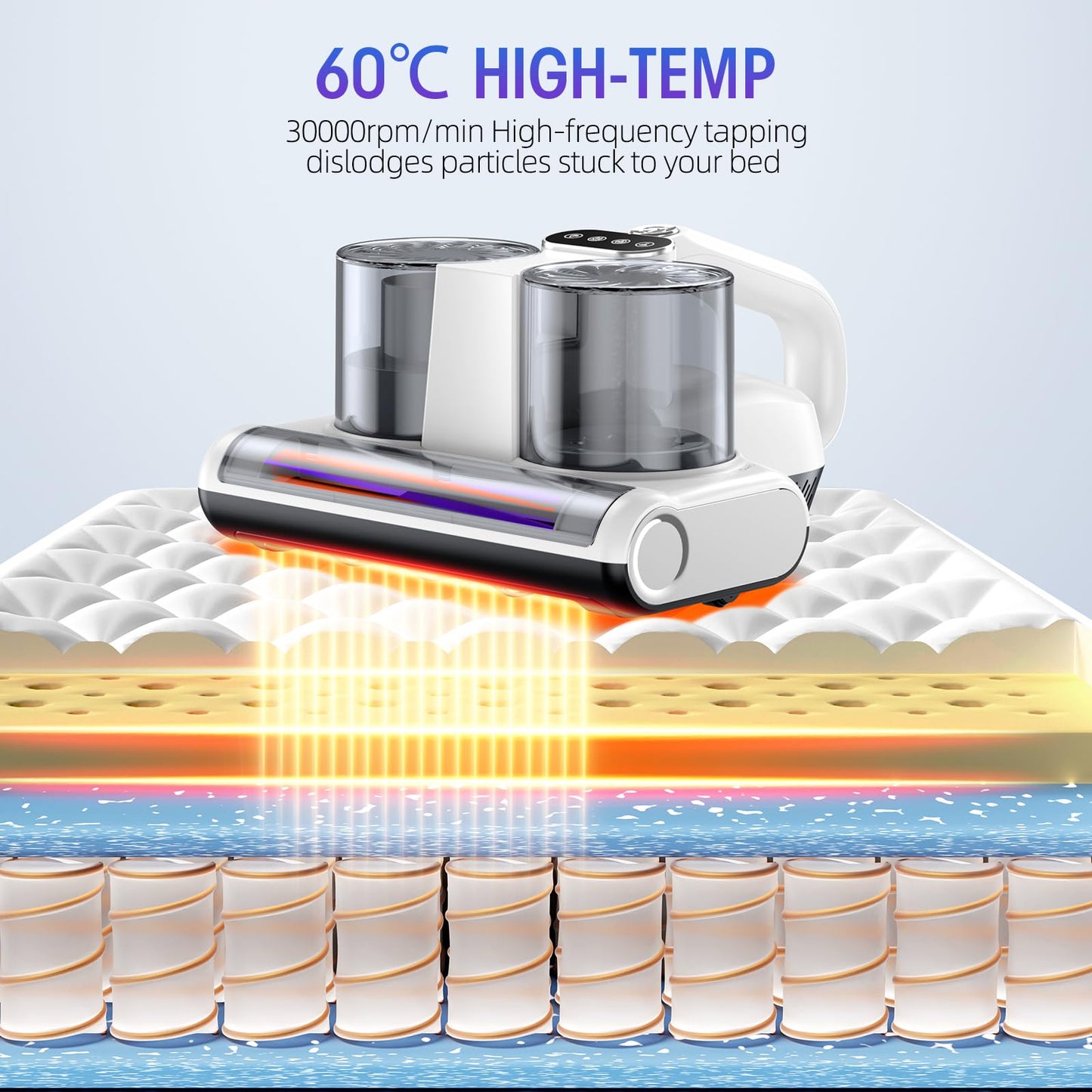 Aspiradora JPHYLL UV-C para Cama con Filtro HEPA, 16 Kpa, Luz UV-C, Negro