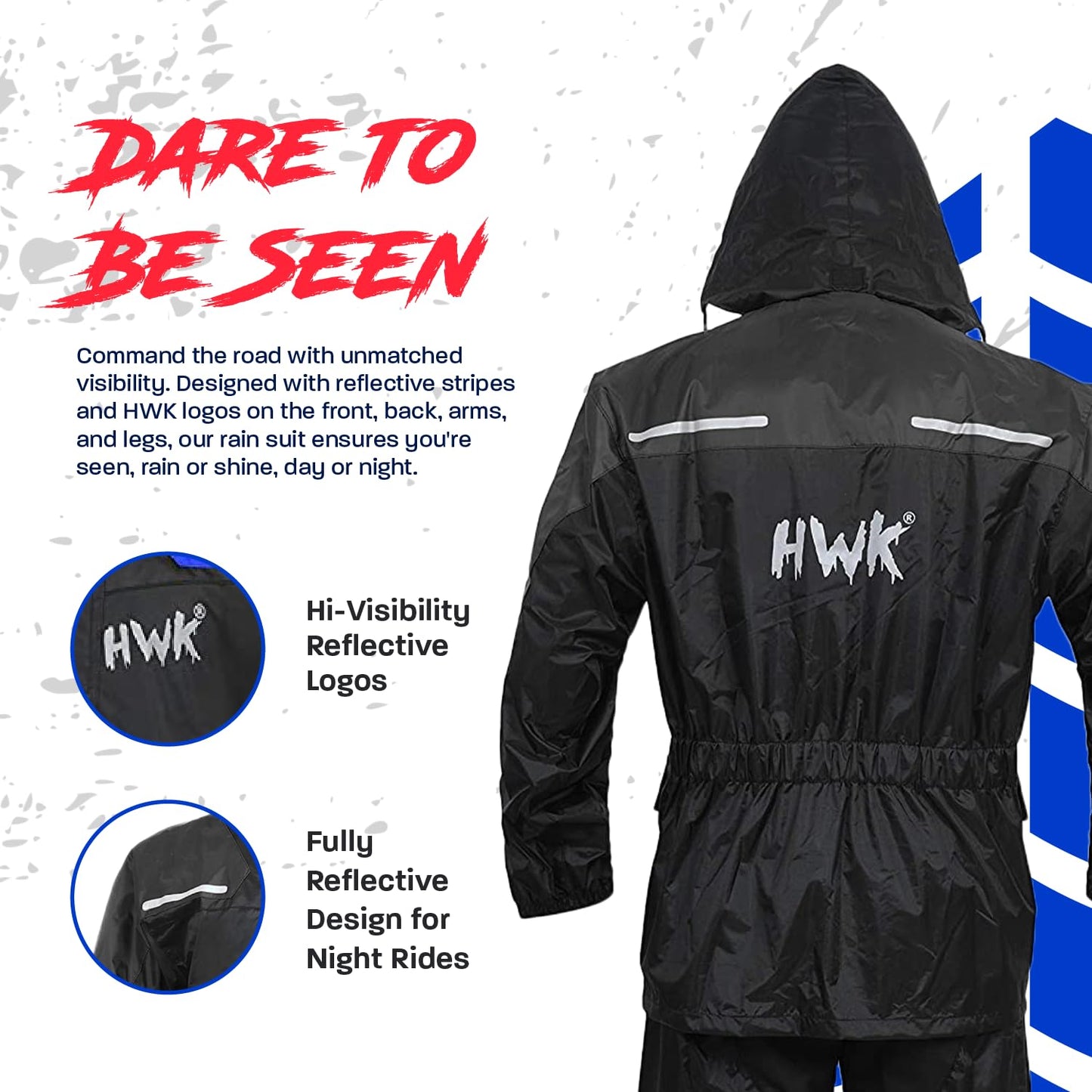 HWK - Traje de lluvia de motocicleta para hombres y mujeres, ropa, chamarras y pantalones reflectantes, traje de lluvia impermeable