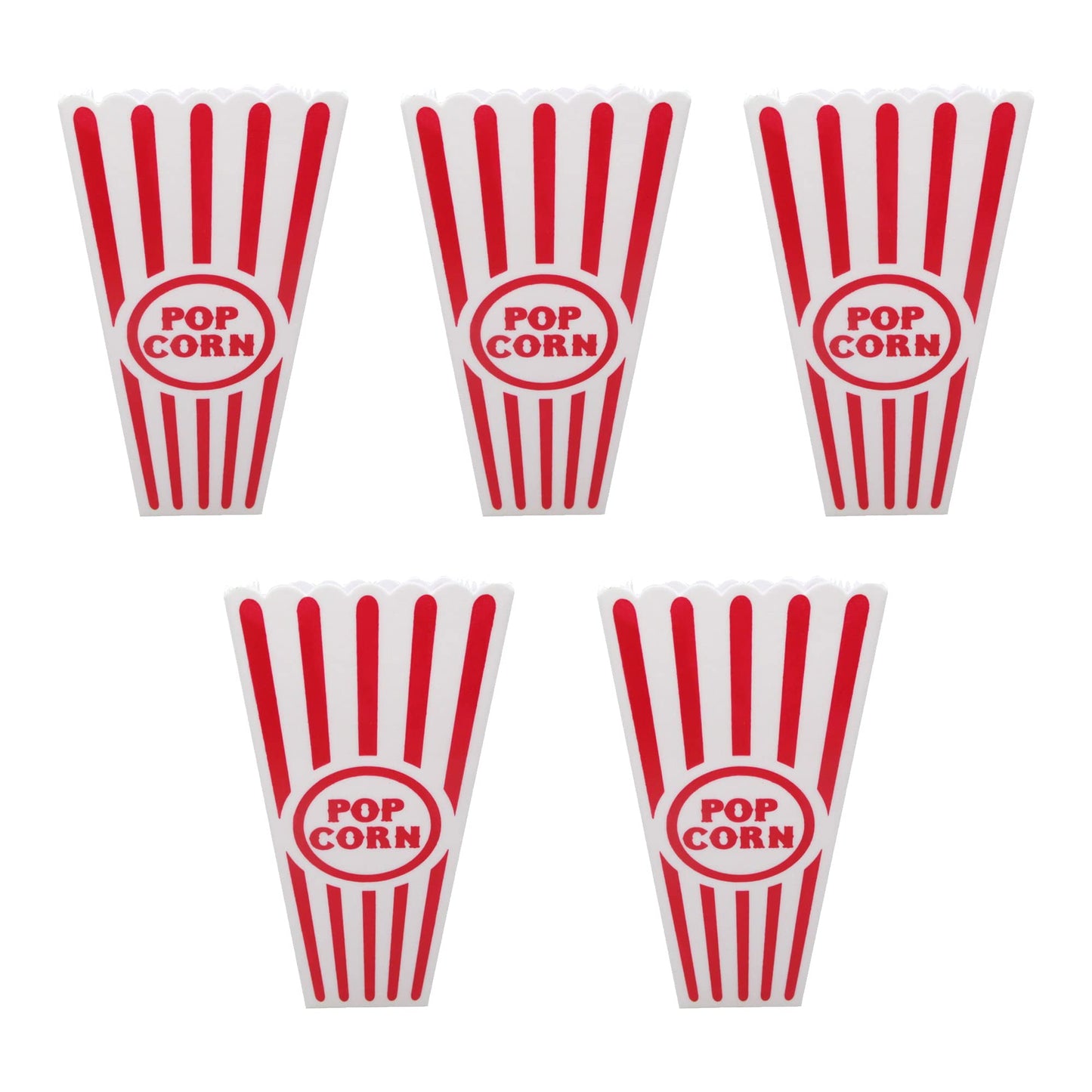Gadgetime USA - Recipientes de plástico para palomitas de maíz para noches de cine, color rojo y blanco, cubos de estilo clásico, tazas altas y reutilizables retro para carnavales, apto para