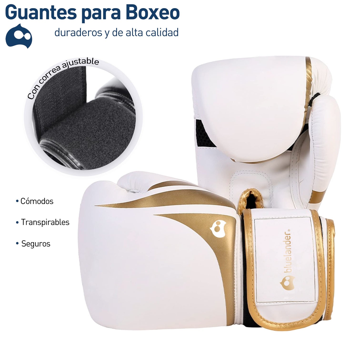Bluelander Guantes de Boxeo 10 Oz para Hombres y Mujeres, con Protector Bucal, Absorción de Impactos y Correa de Velcro, Ideales para Kickboxing y MMA, Adecuado para Boxeo