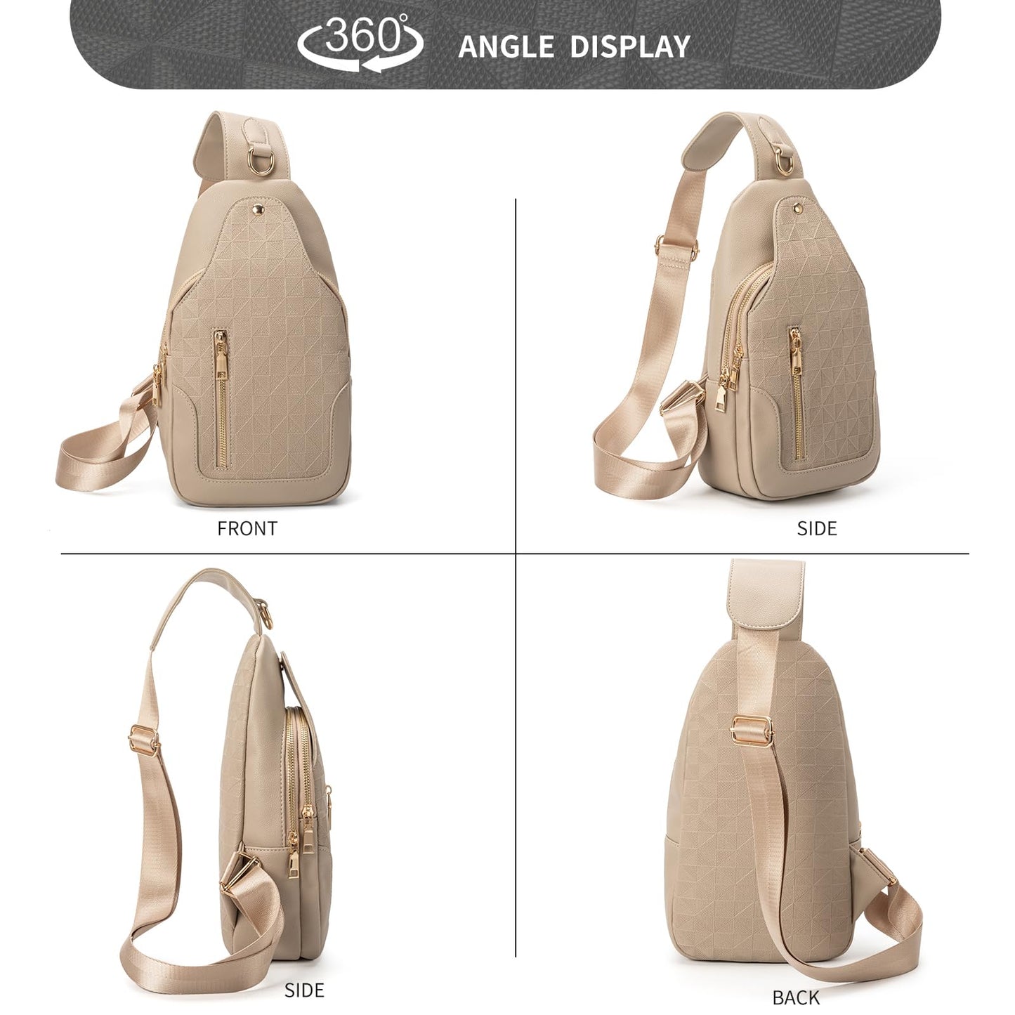 Anck Riñonera Bandolera para Mujer, Bolso Pequeño en el Pecho, Diseño a Cuadros, 9829-G-YH-Khaki, Estilo Casual, Moda Relajada