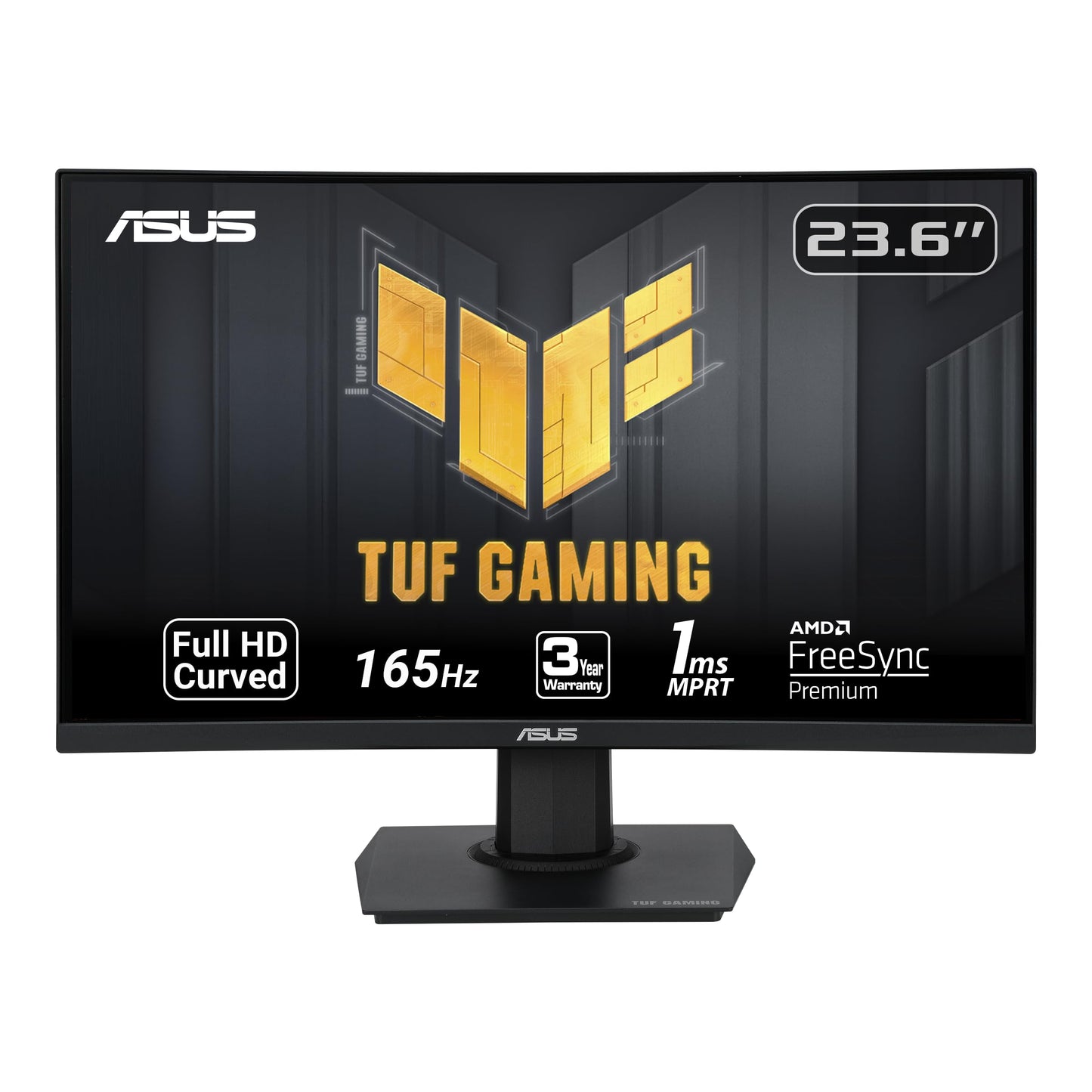 Asus monitor curvo TUF Gaming 23.6", VG24VQE, 1080P, Full HD, 165Hz, 1ms, ELMB, Altavoces, Adaptive-Sync, FreeSync Premium, soporte VESA, DisplayPort, HDMI