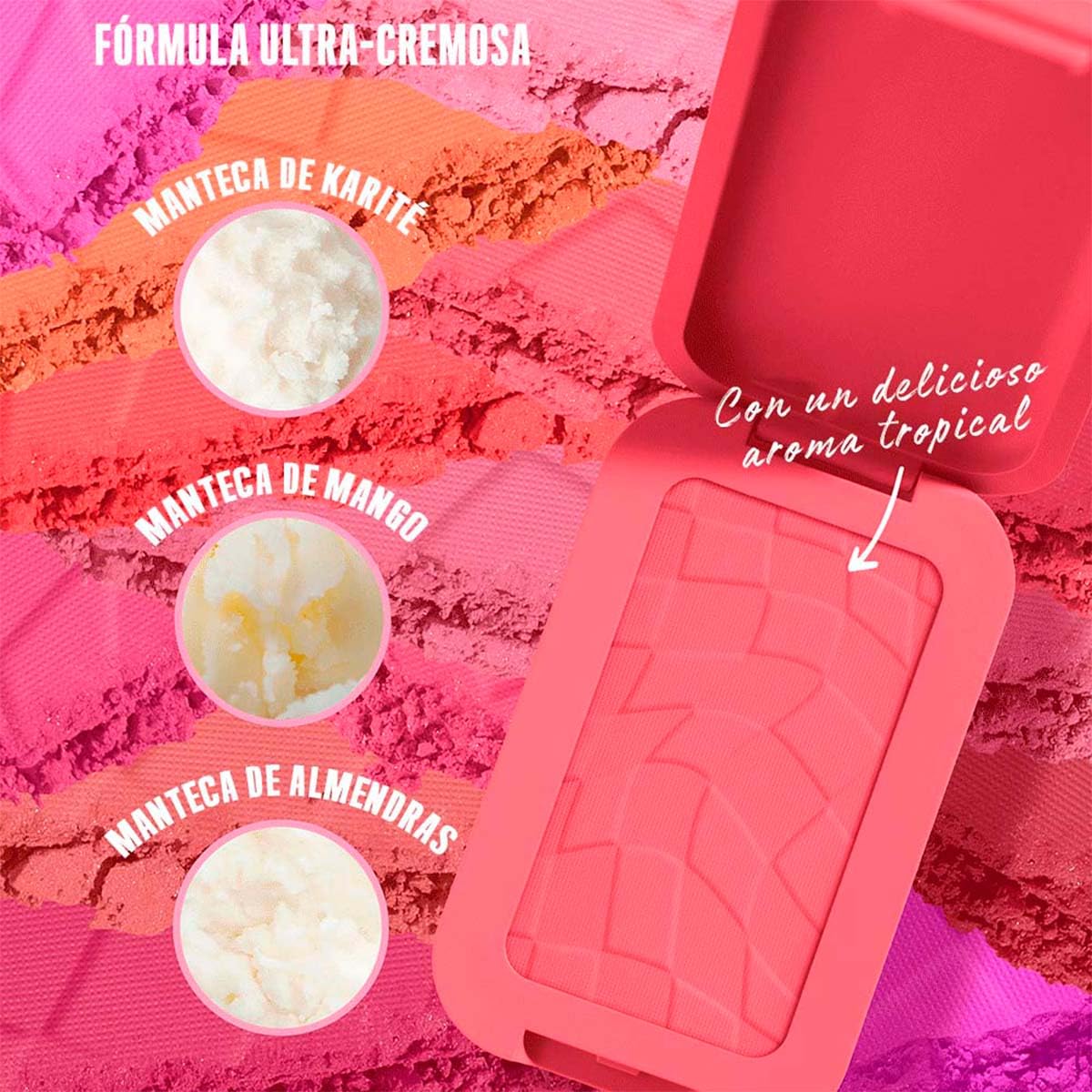 NYX Professional Makeup, Buttermelt Blush, Tono: Feeling Butta (rosa oscuro). Rubor cremoso en polvo infusionado con manteca de karité, mango y almendras, hasta 12hrs de uso, no se desvanece, resistente a transferencias. Fórmula vegana.