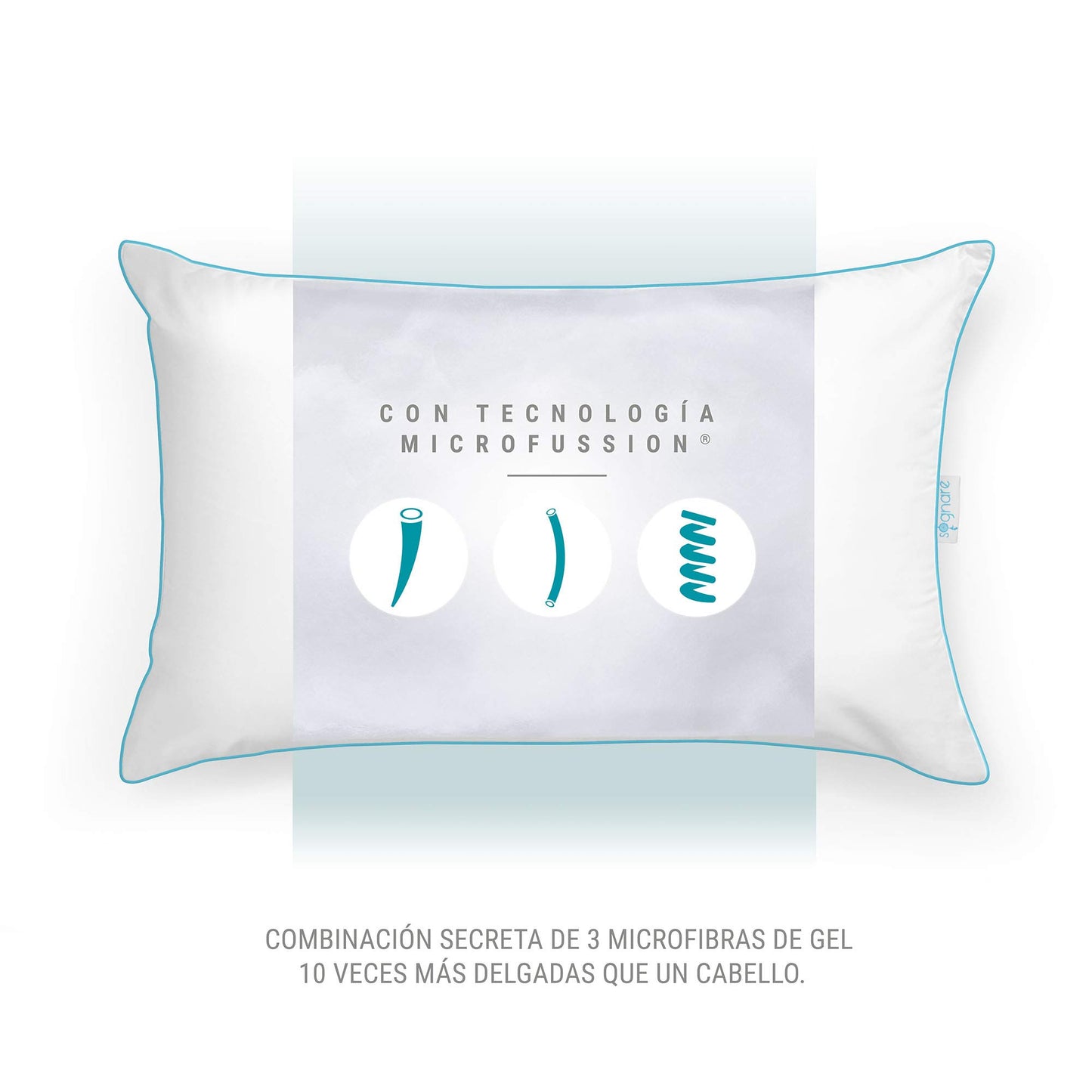 Almohada Sognare Nuo Estándar Relleno Semi Firme con Microfibras de Gel Lavable Hipoalergénica 6 Pack