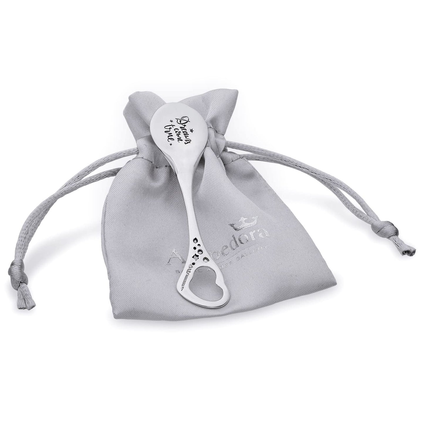AMBEDORA Pequeña Cuchara de Plata con Grabado, Plata 925 Pulida, Idea de Regalo para Cumpleaños, Aniversario de Boda o Bautizo