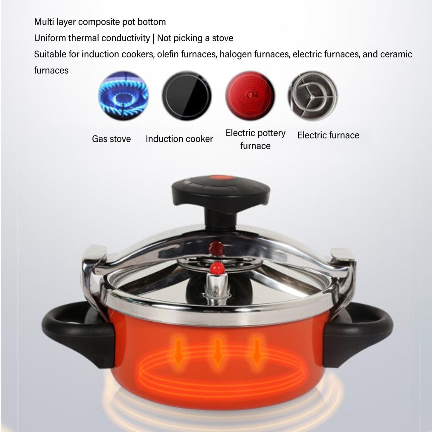Luqeeg Olla a Presión de Acero Inoxidable de 2 Litros, Cocción Eficiente y Rápida, Multifunción, Compatible con Inducción