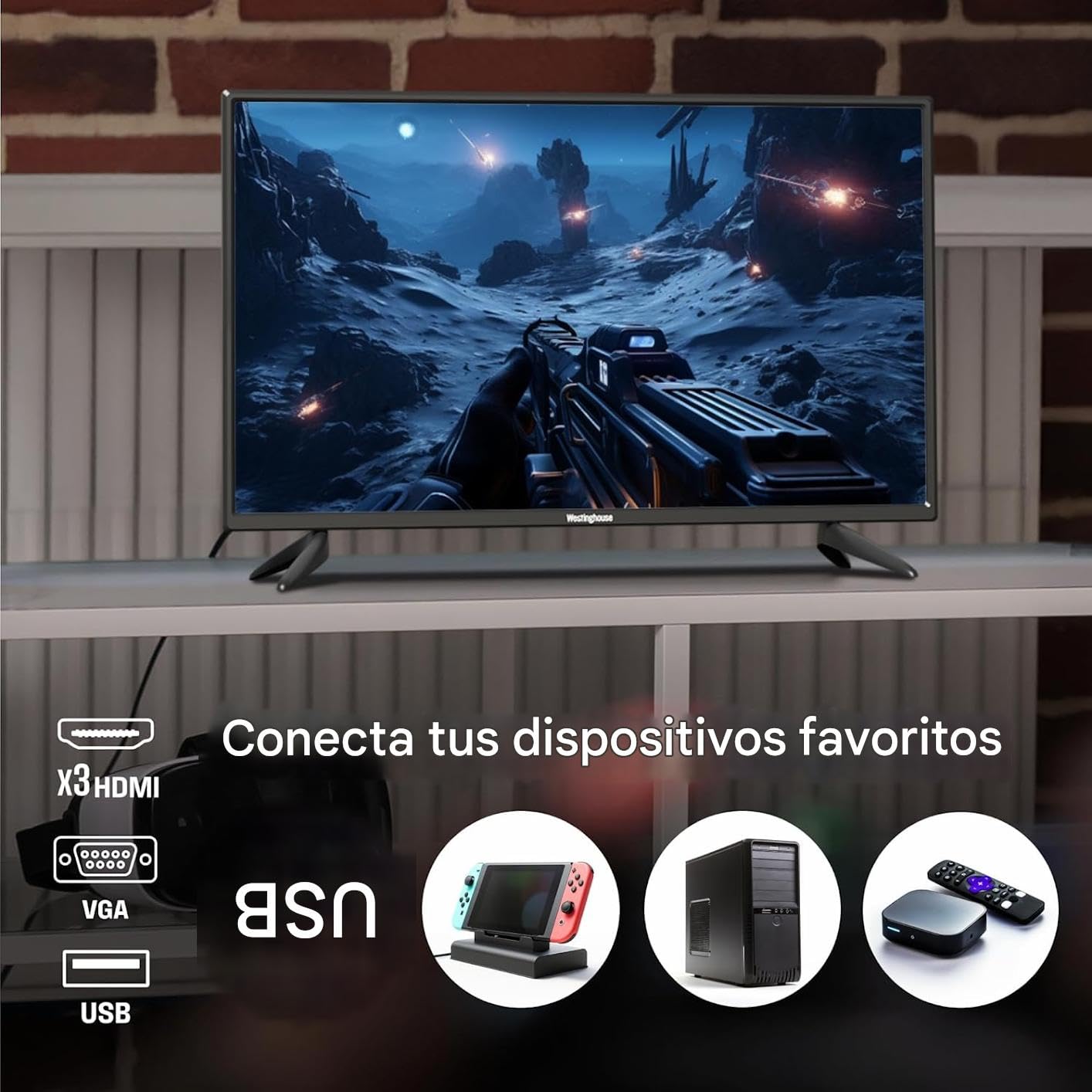 Westinghouse de 24" Pulgadas con Reproductor de DVD Incorporado, LED 720p HD, Combo de DVD, Compatible con Fire Stick, Roku, Apple TV, TiVo, Xumo y Dispositivos de transmisión. - WD24HX5201