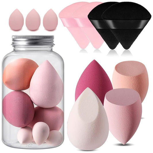 Set de 12 Esponjas para Maquillaje, Beauty Blenders y Aplicadores Mini para Polvo Facial y Base Líquida (Rosa-02)