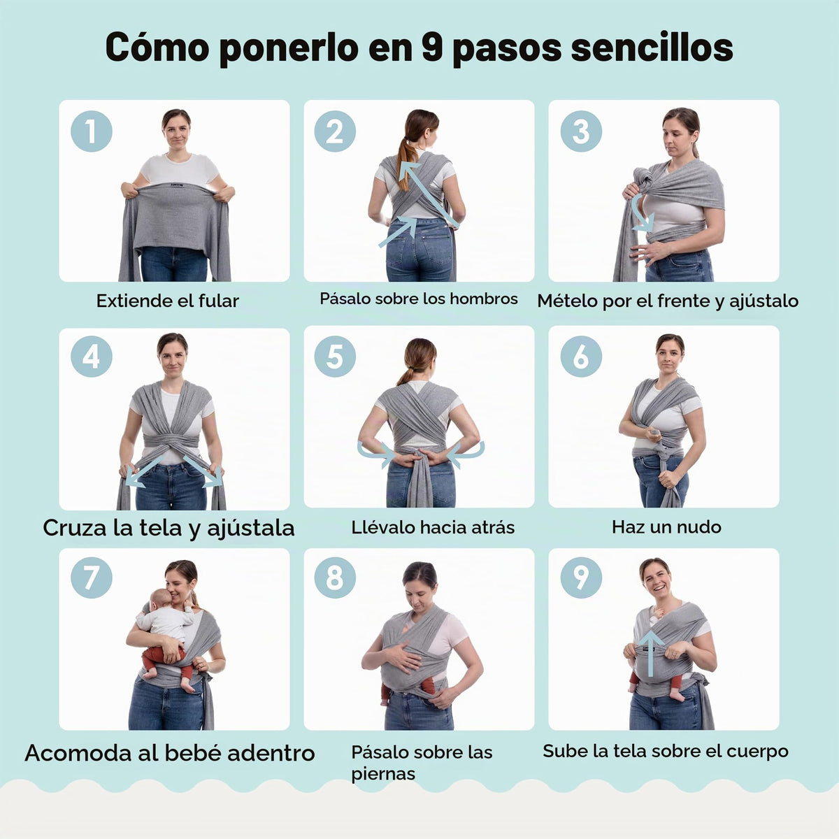 Cuddlebug Portabebés para bebé - Portabebés de envoltorio manos libres - Portabebés suaves y elásticos - Portabebés de recién nacido a niño pequeño 3-16 kg - Talla única - Salud para las caderas