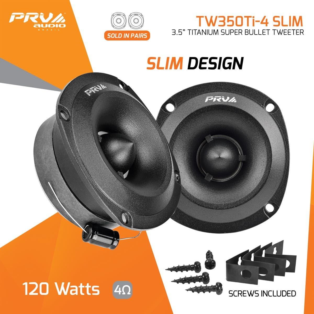 Tweeter de Coche PRV AUDIO Plata 3.5 Pulgadas Bullet 240 Vatios para Agudos Ultra