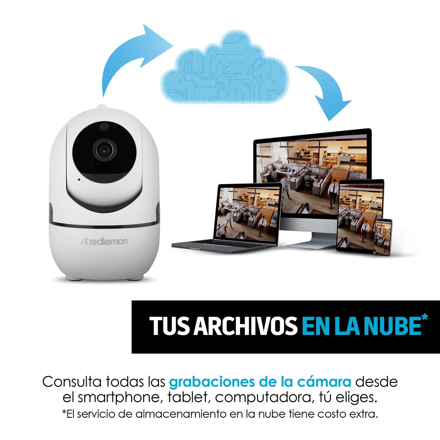 Cámara de Seguridad WiFi HD Redlemon 360° con Visión Nocturna y Detección de Movimiento para Bebé