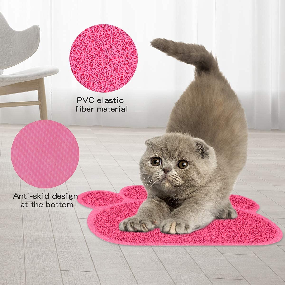 FUXINGONE Comedero para Perros y Gato, Platos para Mascota de Acero Inoxidable con tapete Antideslizante, Tazones Dobles para Agua y Comida, para Perros y Gatos (Rosa)