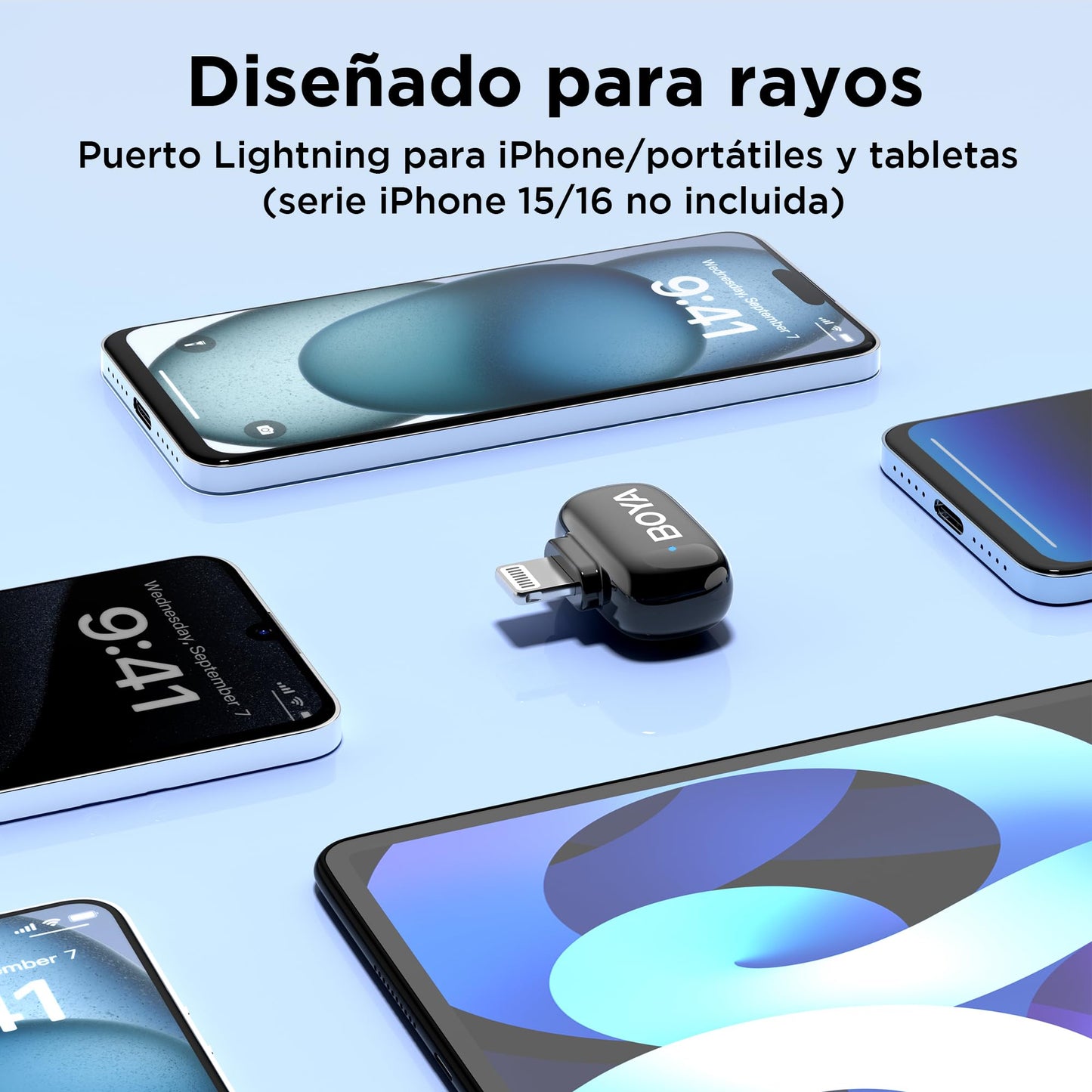 BOYA Mini 16 Micrófono de Solapa inalámbrico Profesional para iPhone 14, iPad5 Dispositivos con Conector Lightning para creación de contenidos,vlogging,Streaming en Directo Reproducción en Youtube