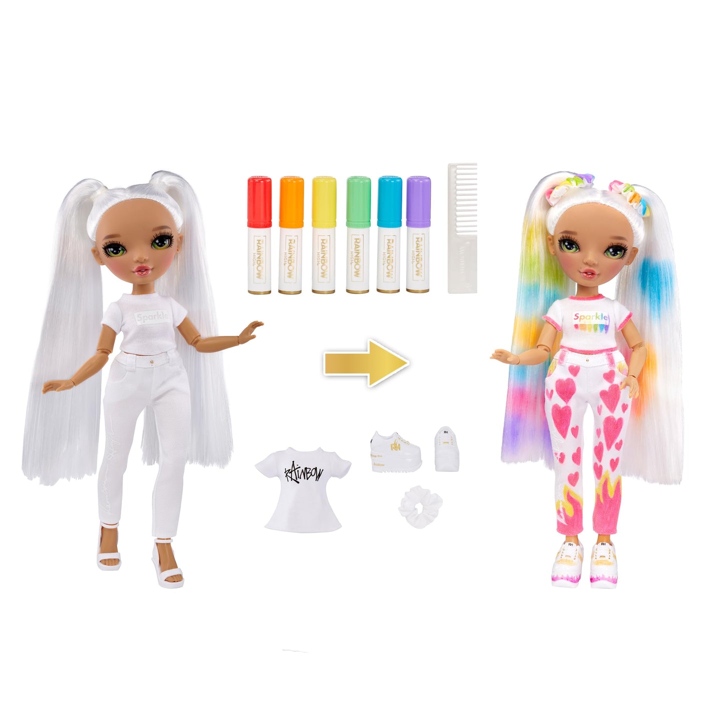 Muñeca Fashion Rainbow High Ojos Verdes DIY con Rotuladores para Niños y Niñas