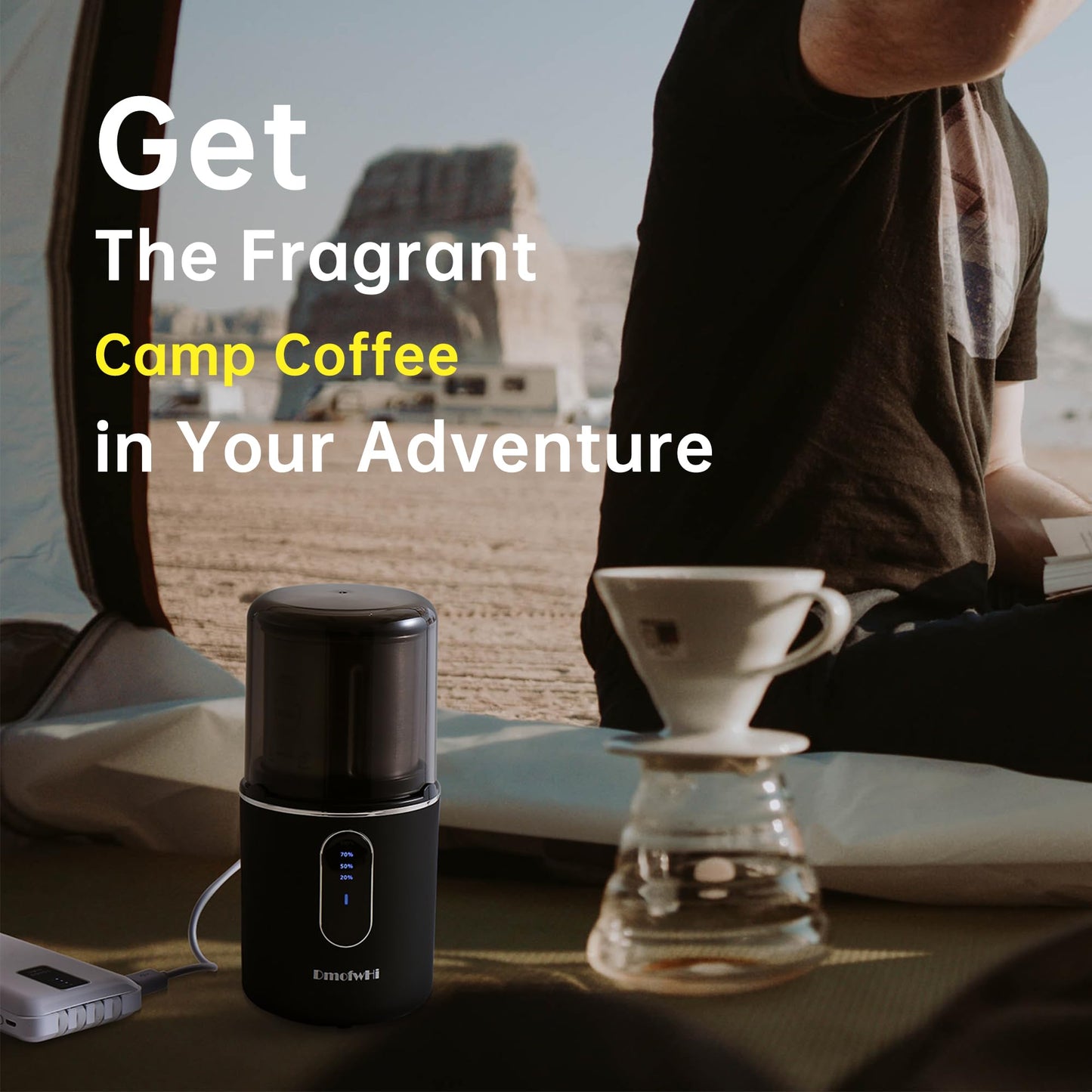 DmofwHi - Molinillo de café inalámbrico eléctrico, recargable por USB, con hoja de acero inoxidable 304 y tazón extraíble, color negro