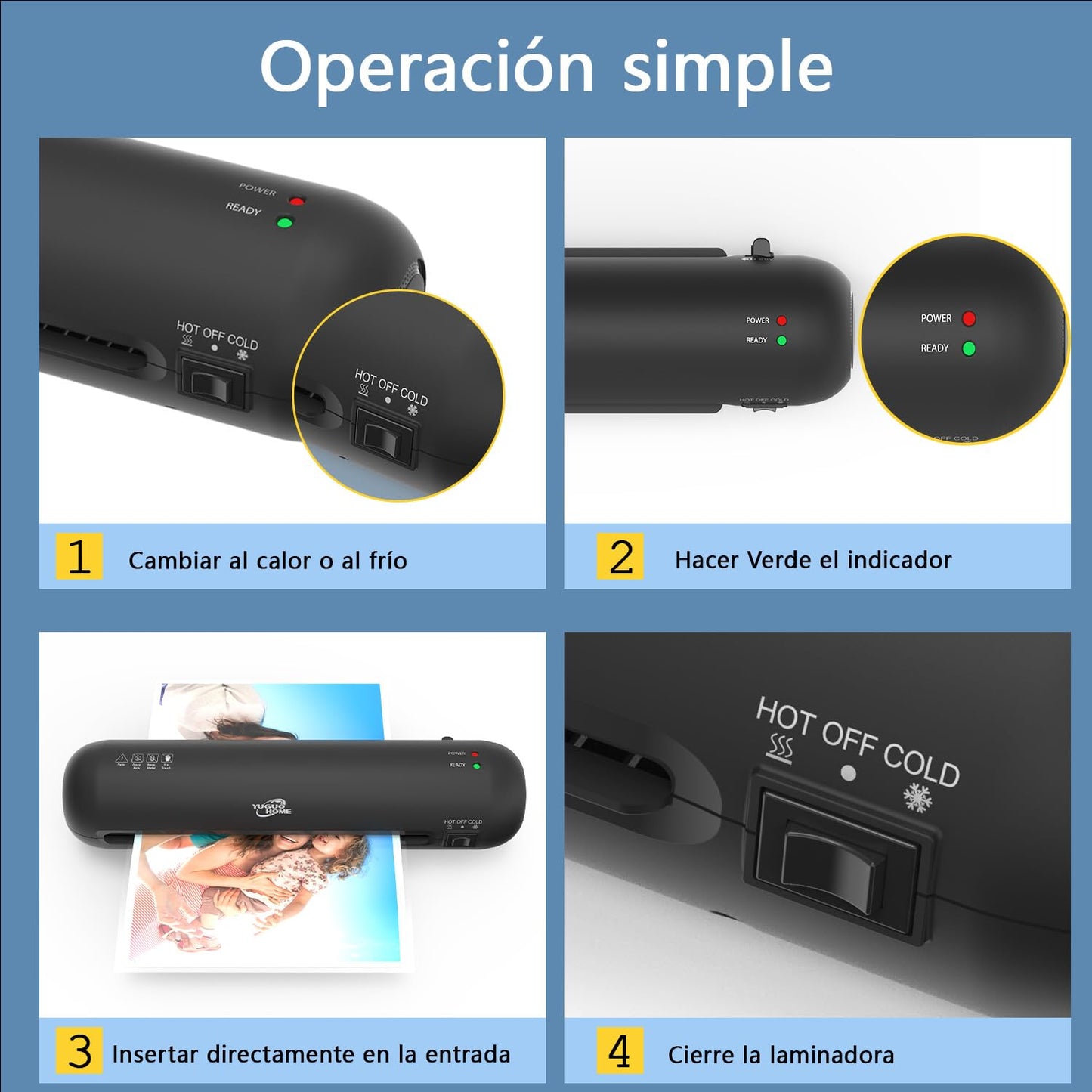 Laminadora Enmicadora Térmica+Cortador de Papel+300 Hojas Laminadoras, Laminador Térmico Personal con Recortadora de Papel y Redondeadora de Esquinas para Casa y Oficina