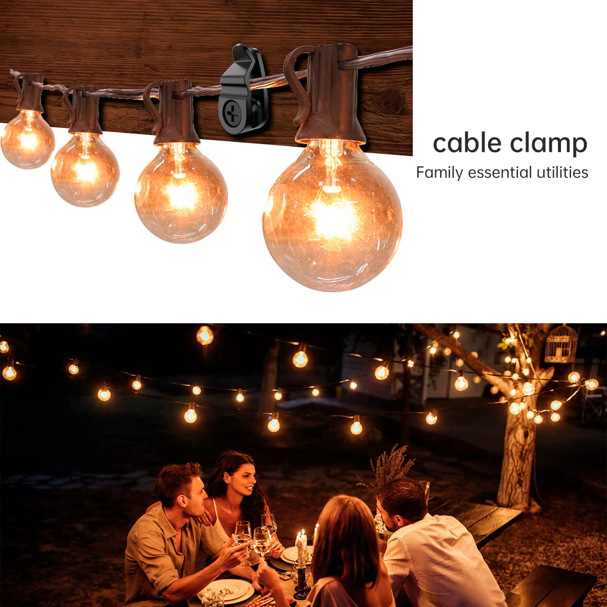 GEZIDEA - Ganchos para colgar luces, ganchos de rosca para colgar luces de Navidad, clips de luz LED de hada, color negro, paquete de 50 (grande)