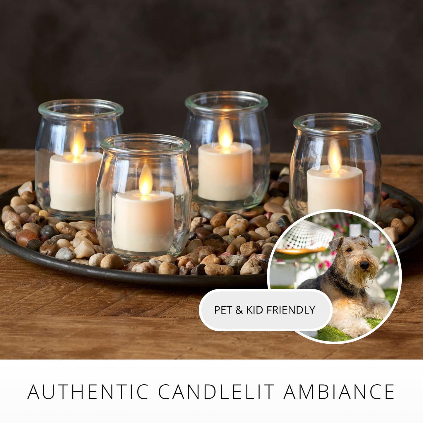 Luminara - Velas sin llama parpadeantes LED cálidas marfil - Decoración para mesa, chimenea - 4 piezas, plástico, color marfil