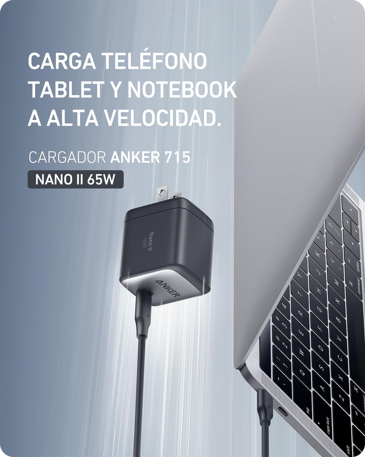 Anker Cargador Nano USB C, 65 W GAN II PPS Cargador Plegable rápido Compacto para MacBook Pro, Galaxy, DELL, iPhone 15, iPad Pro y más