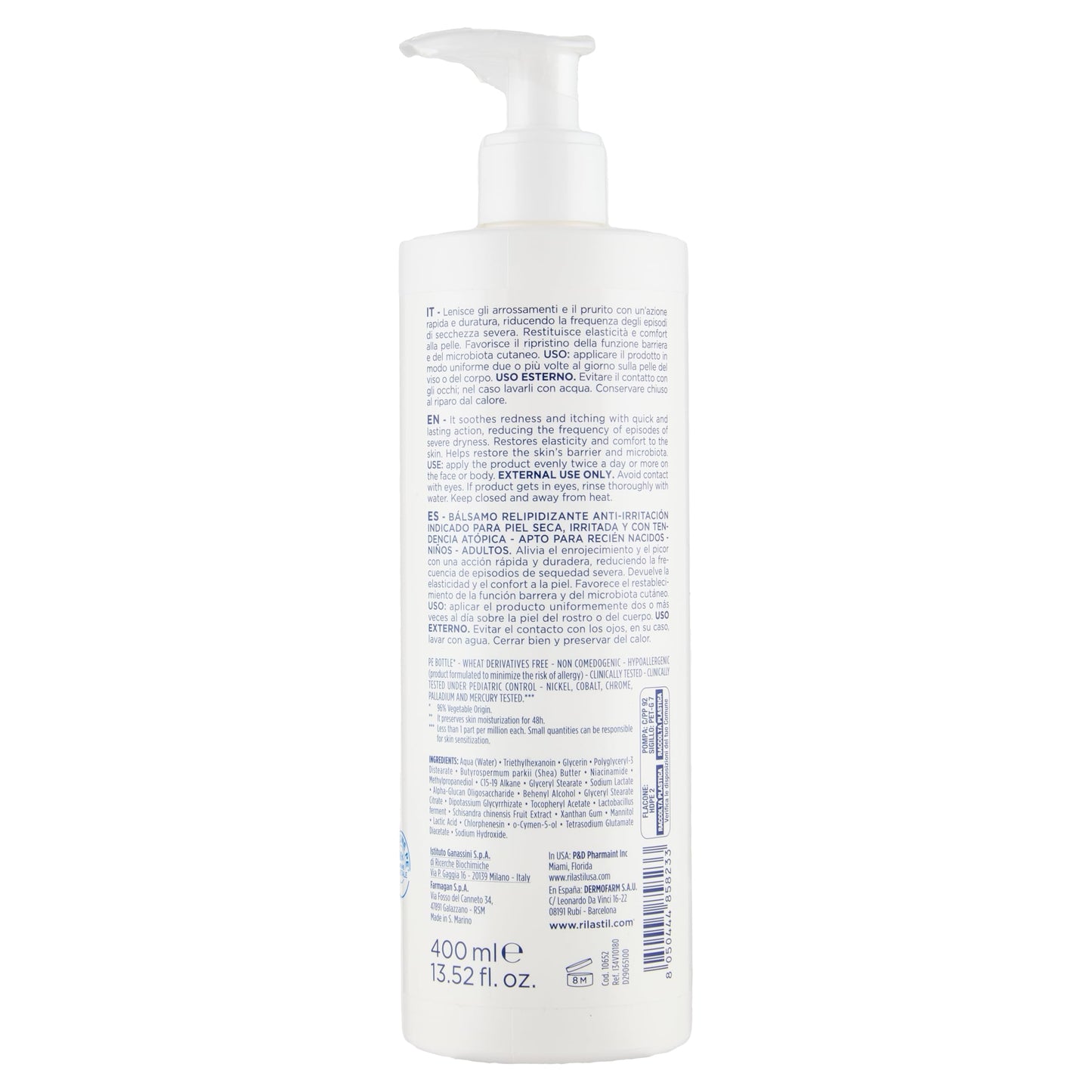 Rilastil Xerolact PB - Bálsamo Hidratante Anti-Irritaciones para Pieles Secas, Frágiles y Atópicas, 400 Mililitros